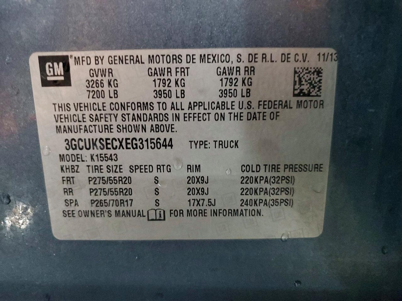 2014 Chevrolet Silverado K1500 Ltz Blue vin: 3GCUKSECXEG315644