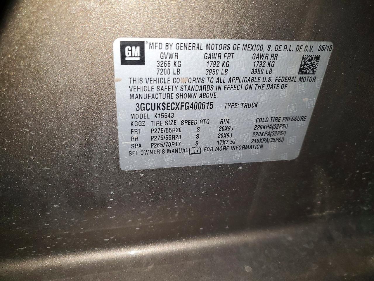 2015 Chevrolet Silverado K1500 Ltz Brown vin: 3GCUKSECXFG400615