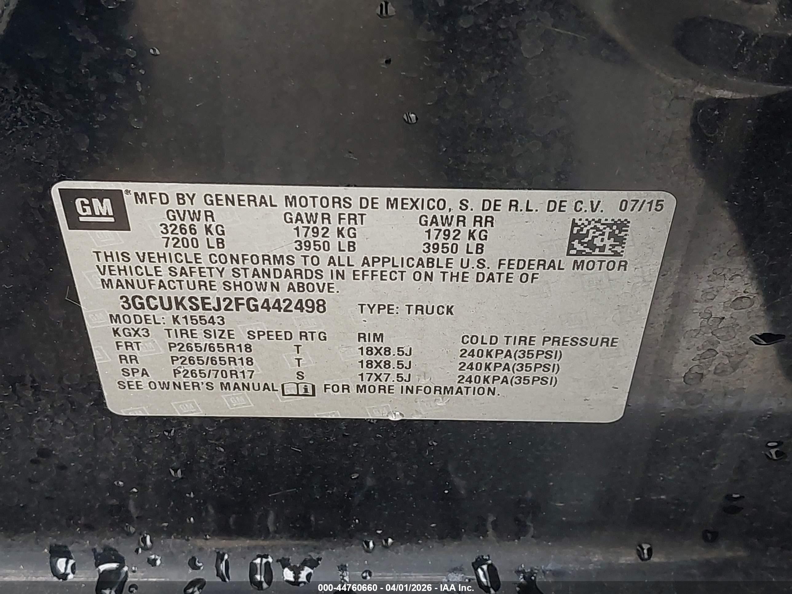 2015 Chevrolet Silverado 1500 2lz Черный vin: 3GCUKSEJ2FG442498