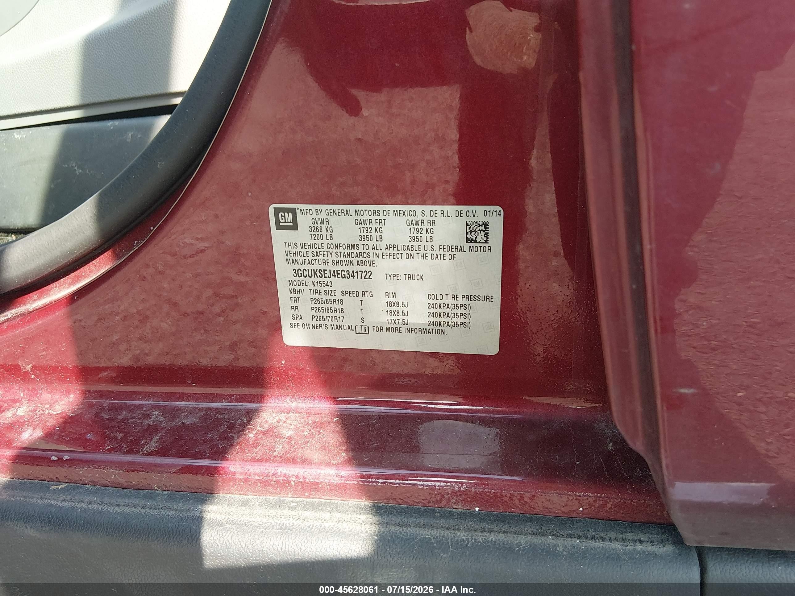 2014 Chevrolet Silverado 1500 Ltz Burgundy vin: 3GCUKSEJ4EG341722