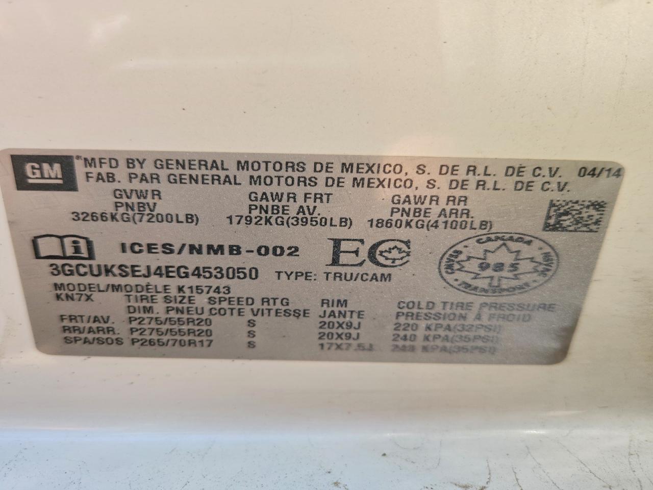 2014 Chevrolet Silverado K1500 Ltz White vin: 3GCUKSEJ4EG453050