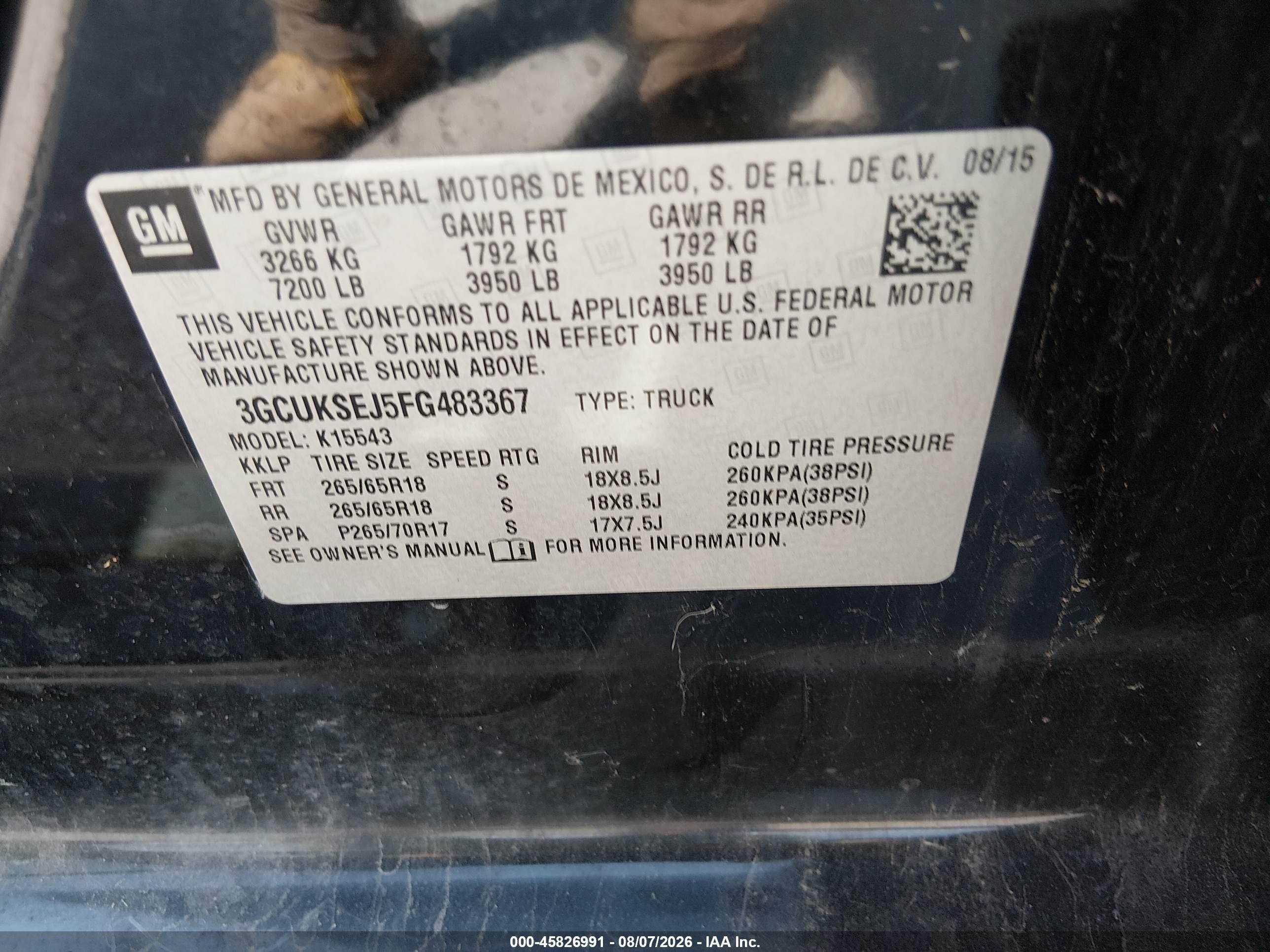 2015 Chevrolet Silverado 1500 Ltz Black vin: 3GCUKSEJ5FG483367