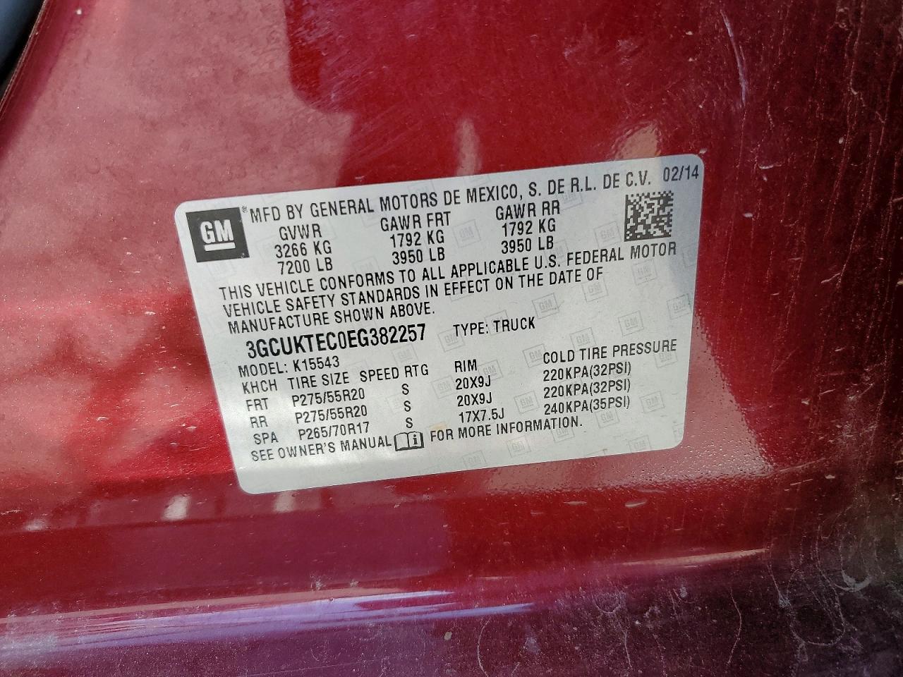 2014 Chevrolet Silverado K1500 High Country Burgundy vin: 3GCUKTEC0EG382257