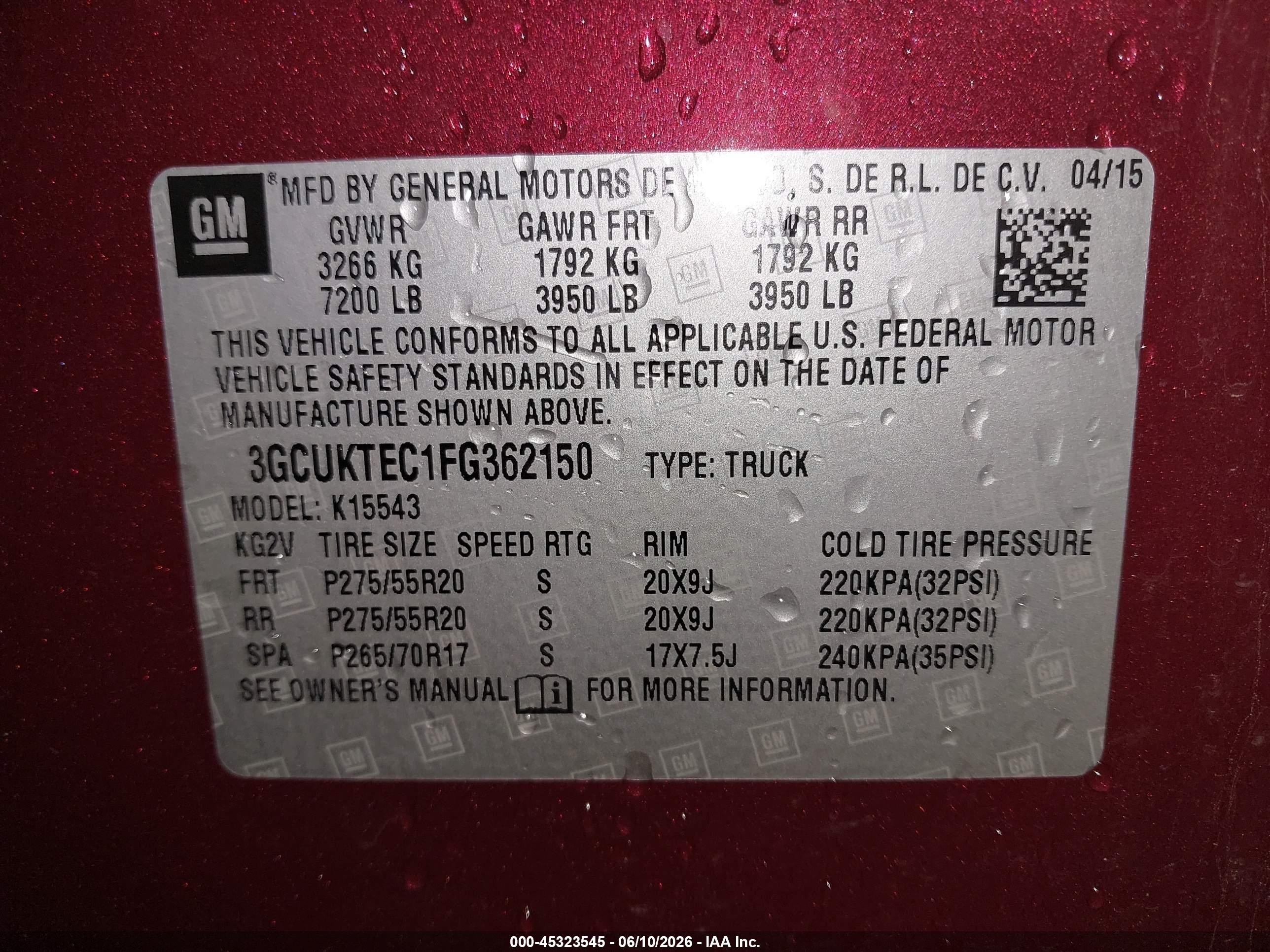 2015 Chevrolet Silverado 1500 High Country Burgundy vin: 3GCUKTEC1FG362150