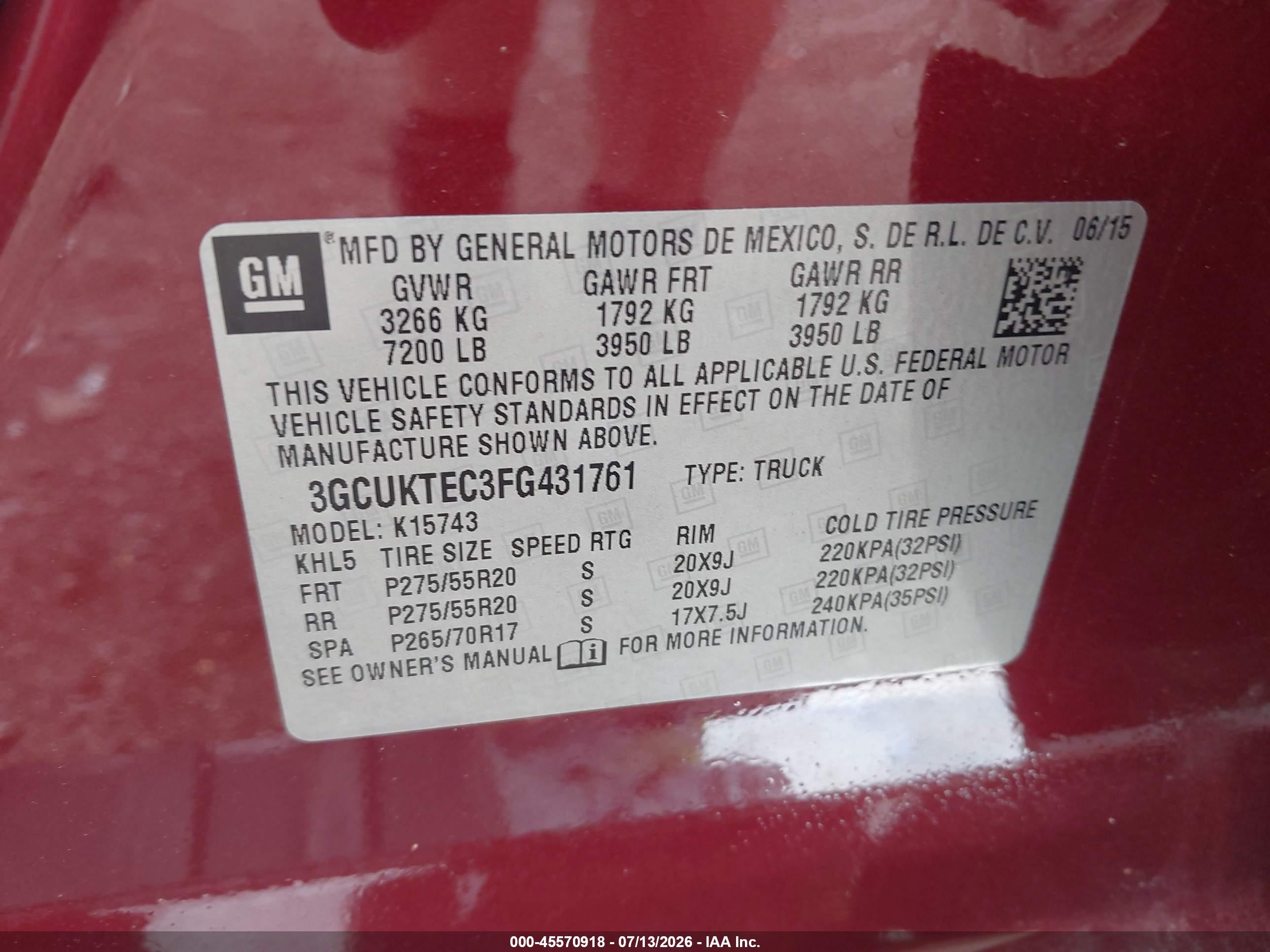 2015 Chevrolet Silverado 1500 High Country Burgundy vin: 3GCUKTEC3FG431761