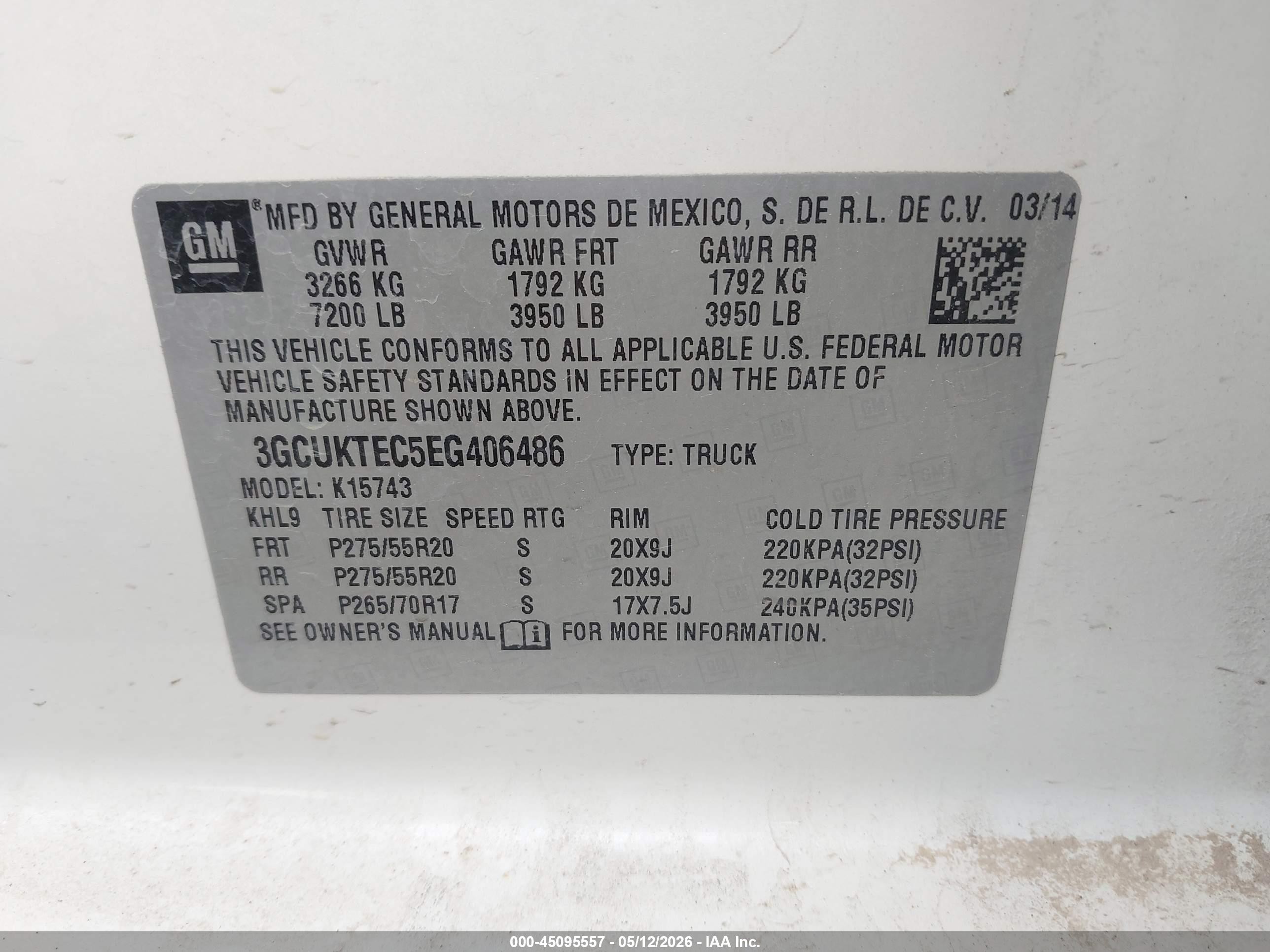 2014 Chevrolet Silverado 1500 High Country Белый vin: 3GCUKTEC5EG406486