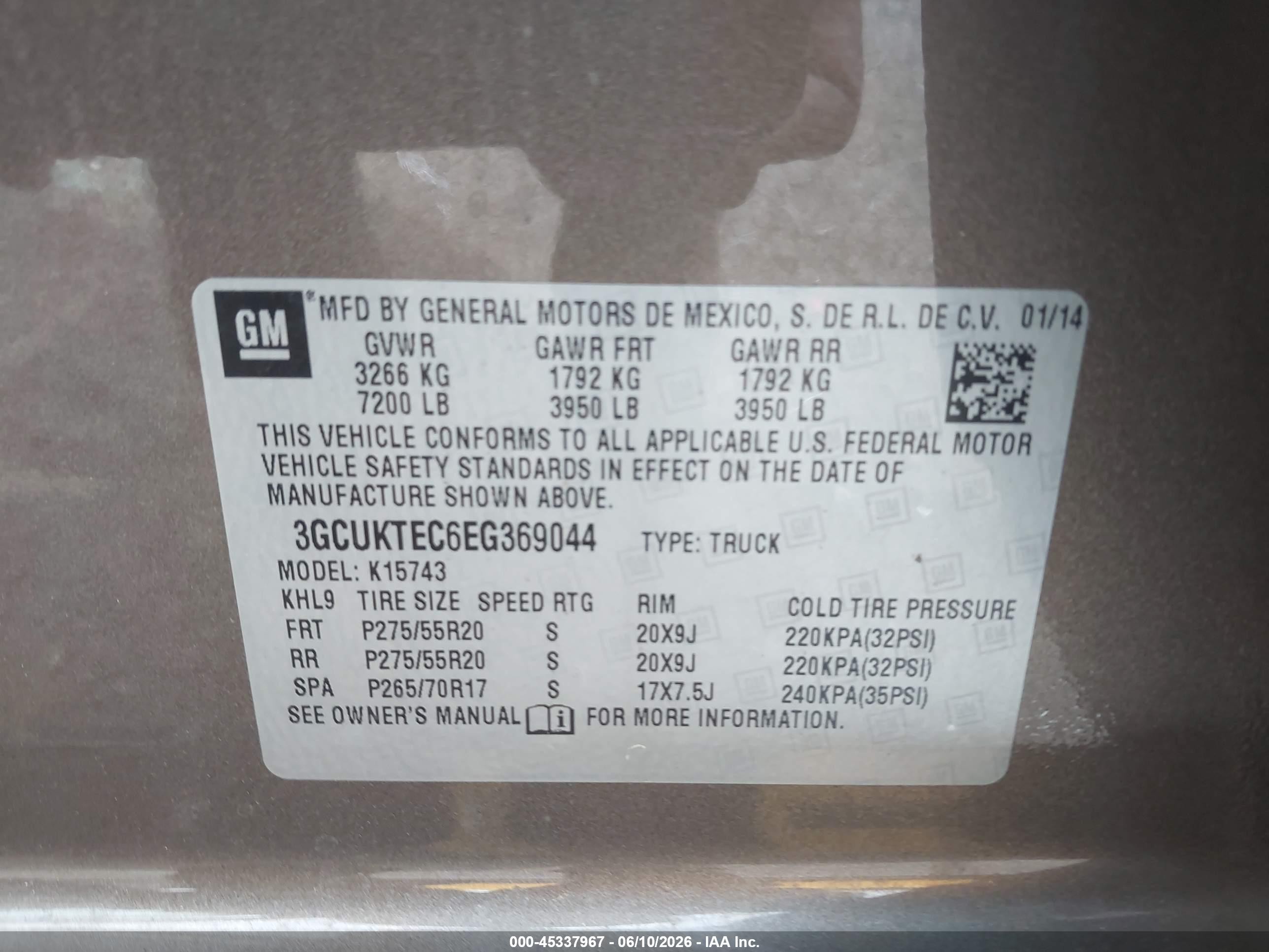 2014 Chevrolet Silverado 1500 High Country Brown vin: 3GCUKTEC6EG369044