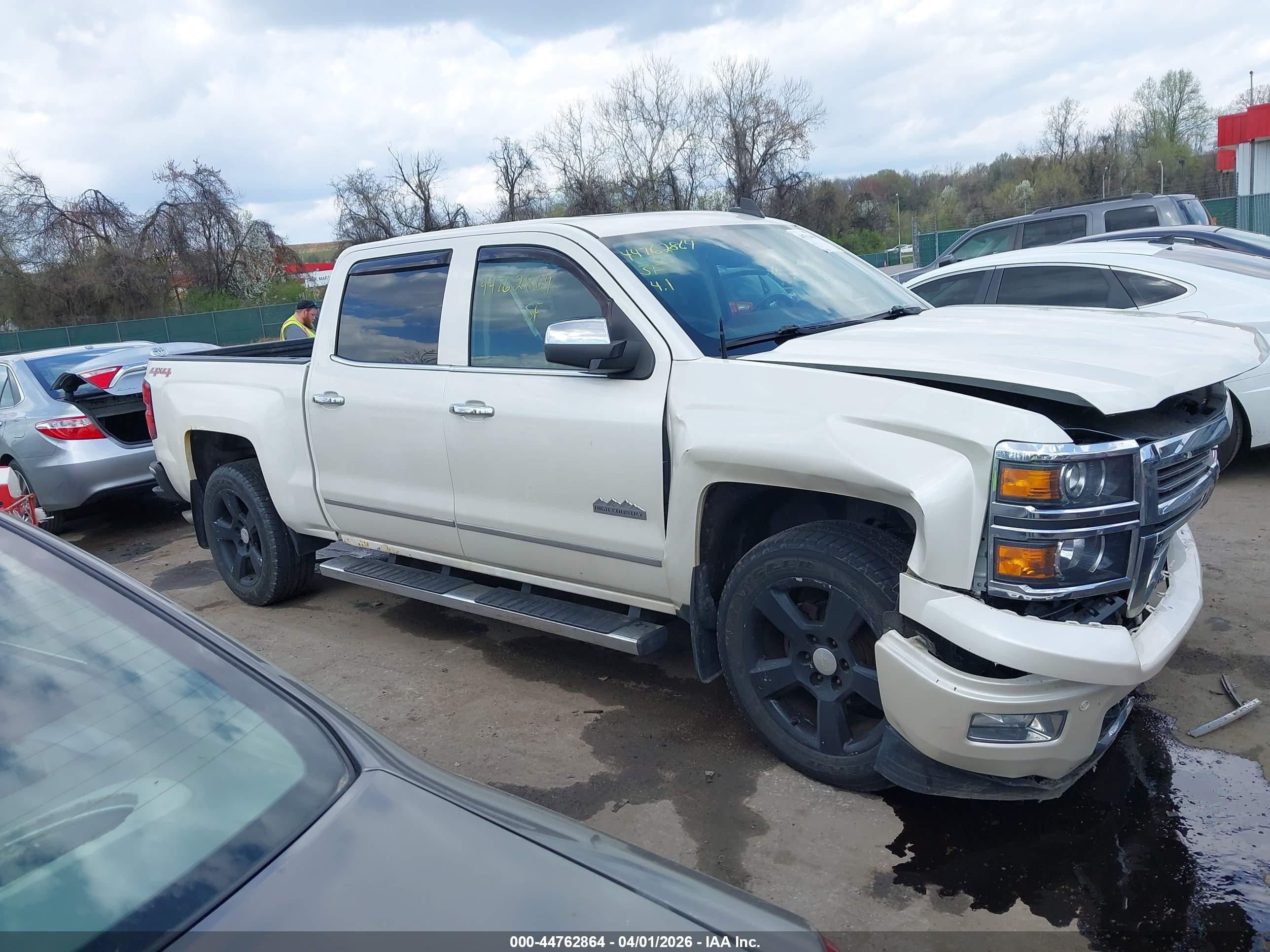 2015 Chevrolet Silverado 1500 High Country White vin: 3GCUKTEC6FG190455