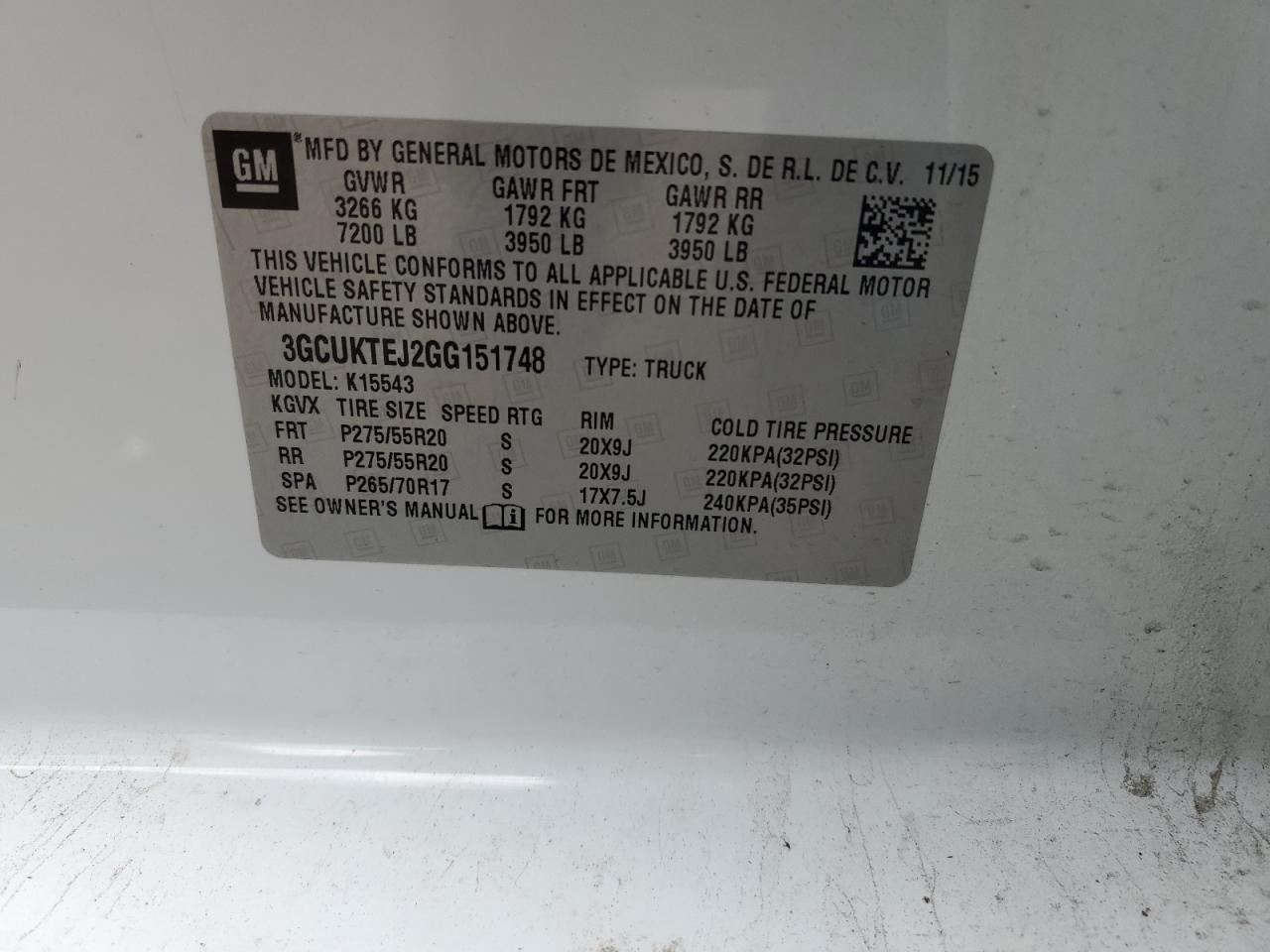 2016 Chevrolet Silverado K1500 High Country White vin: 3GCUKTEJ2GG151748