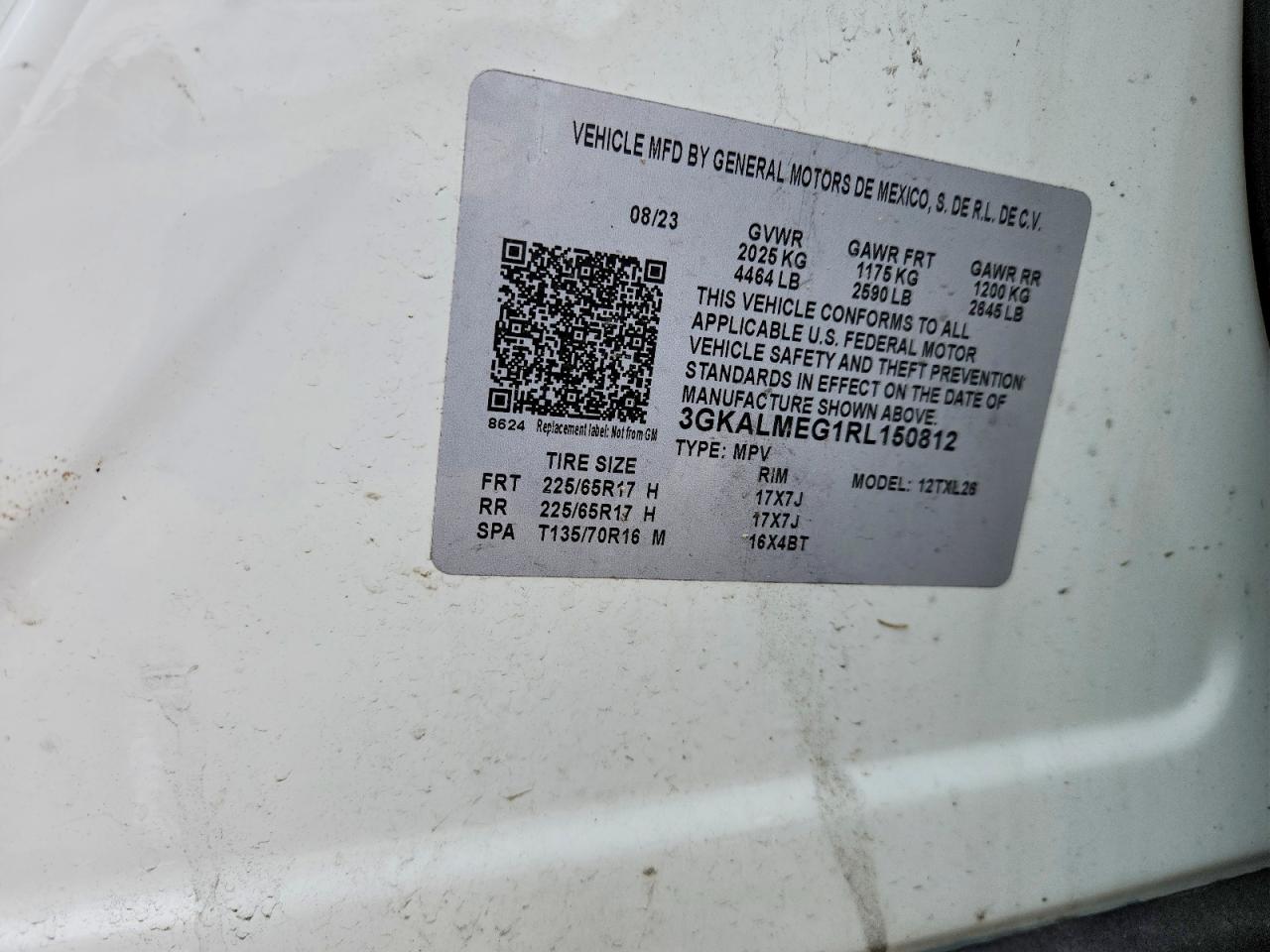 2024 Gmc Terrain Sle White vin: 3GKALMEG1RL150812