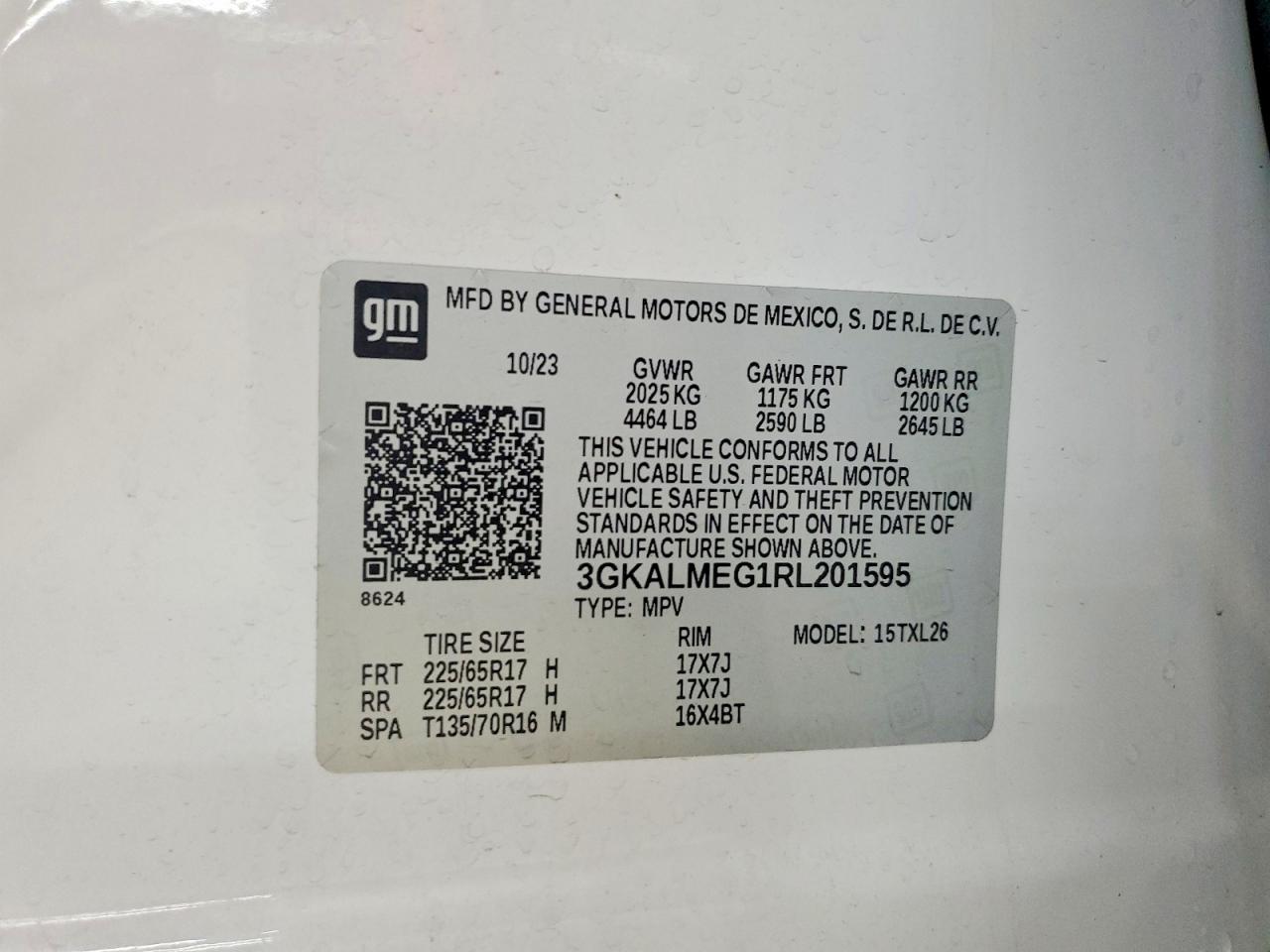 2024 Gmc Terrain Sle White vin: 3GKALMEG1RL201595
