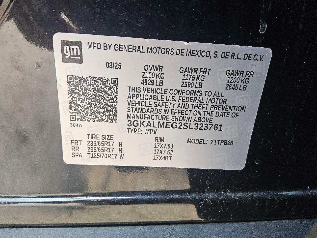 2025 Gmc Terrain Elevation Black vin: 3GKALMEG2SL323761