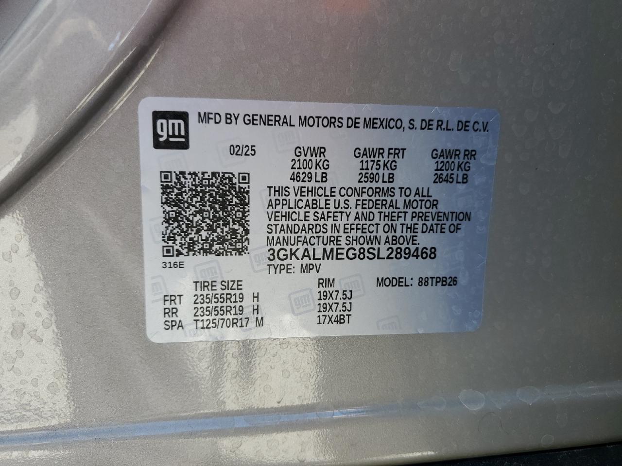 2025 Gmc Terrain Elevation Silver vin: 3GKALMEG8SL289468