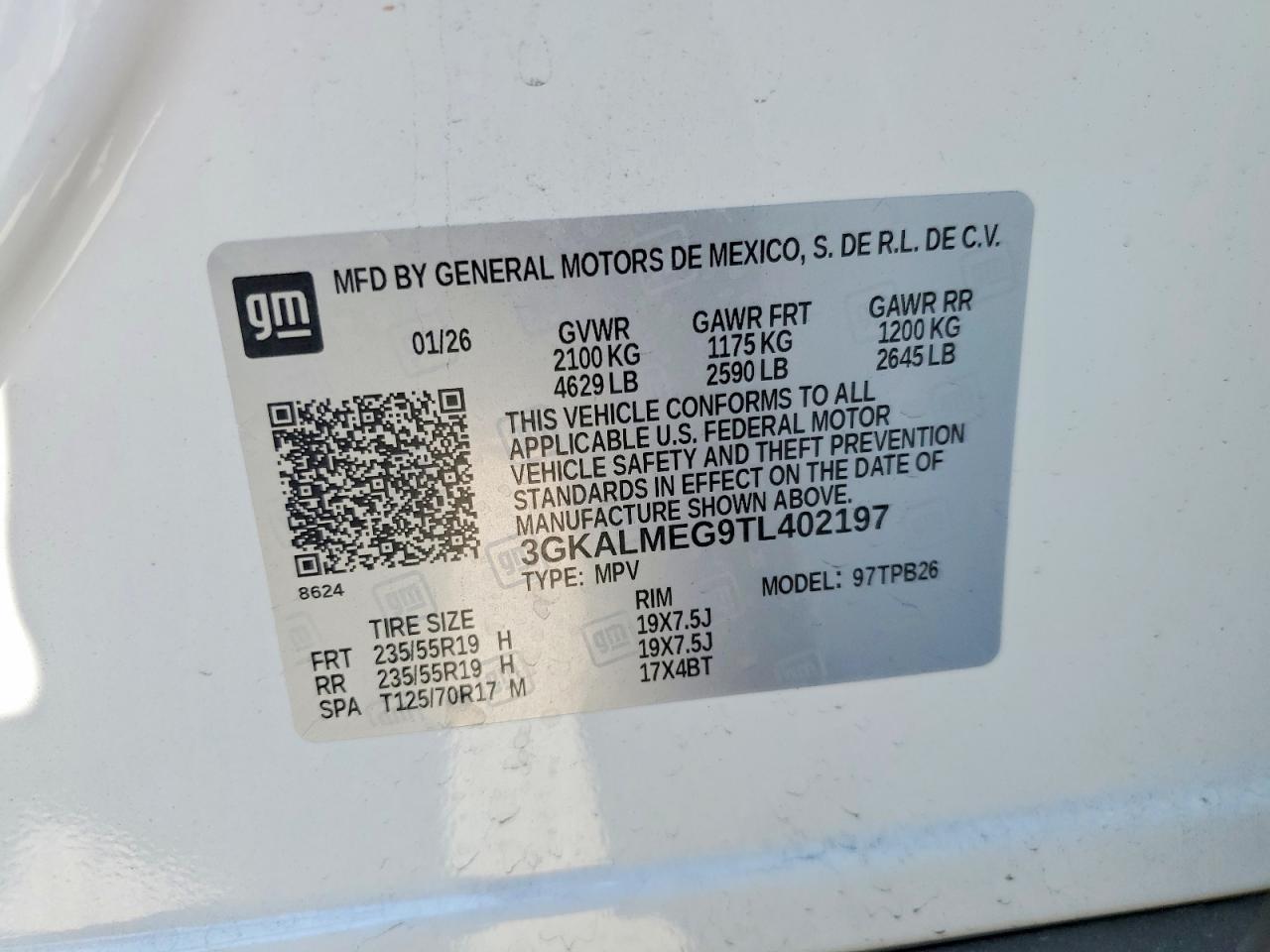 2026 Gmc Terrain Elevation White vin: 3GKALMEG9TL402197