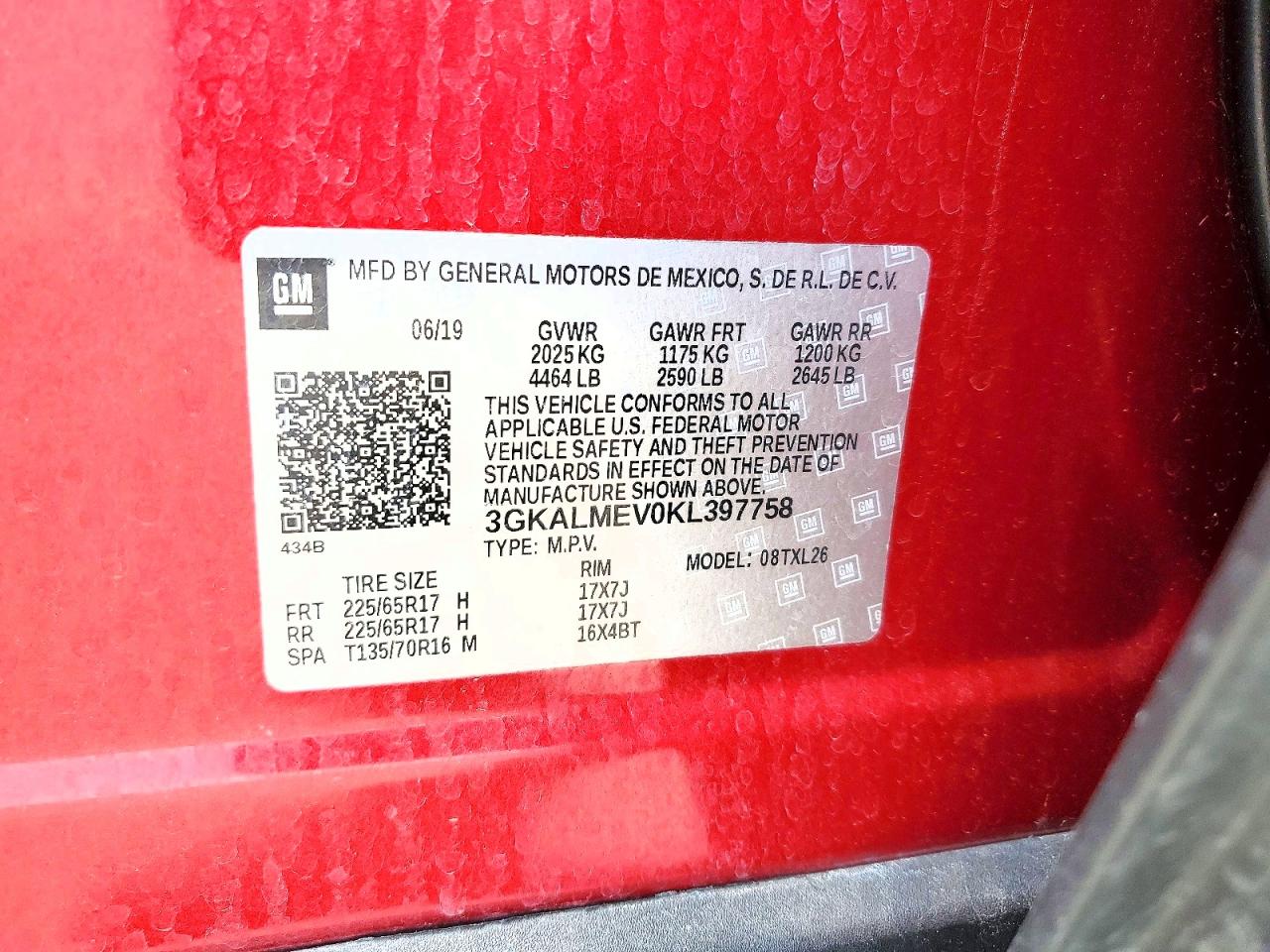 2019 Gmc Terrain Sle Red vin: 3GKALMEV0KL397758