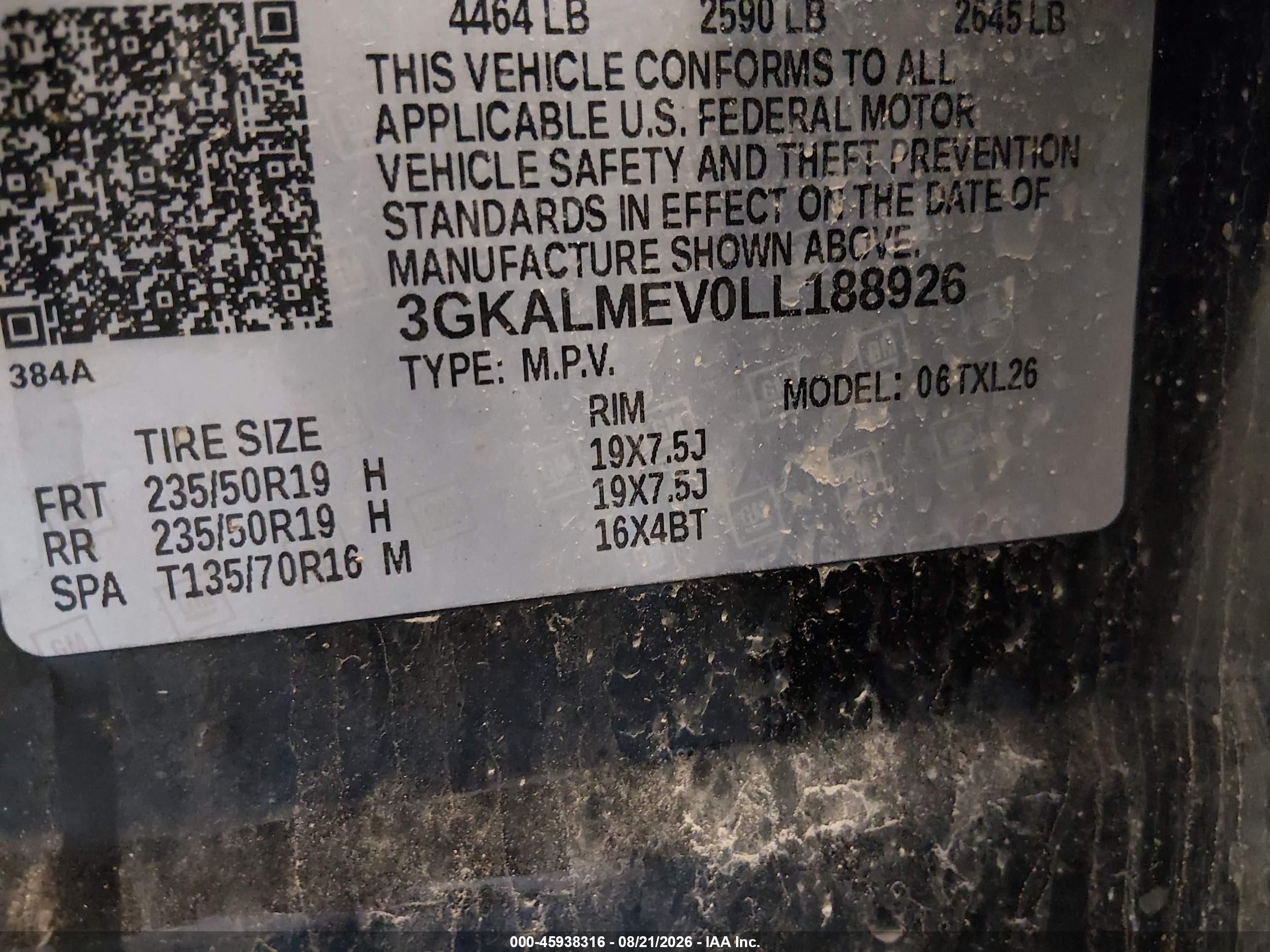 2020 Gmc Terrain Fwd Sle Black vin: 3GKALMEV0LL188926