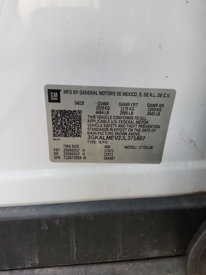 2018 Gmc Terrain Sle White vin: 3GKALMEV2JL371807