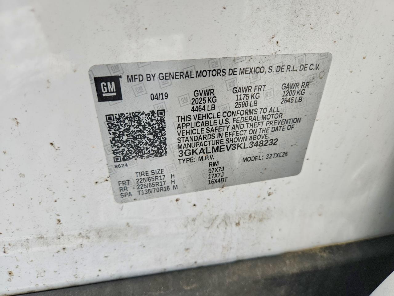 2019 Gmc Terrain Sle White vin: 3GKALMEV3KL348232
