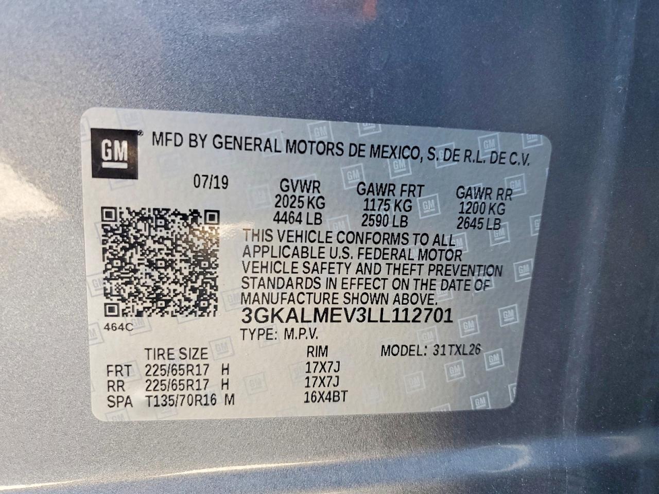 2020 Gmc Terrain Sle Gray vin: 3GKALMEV3LL112701