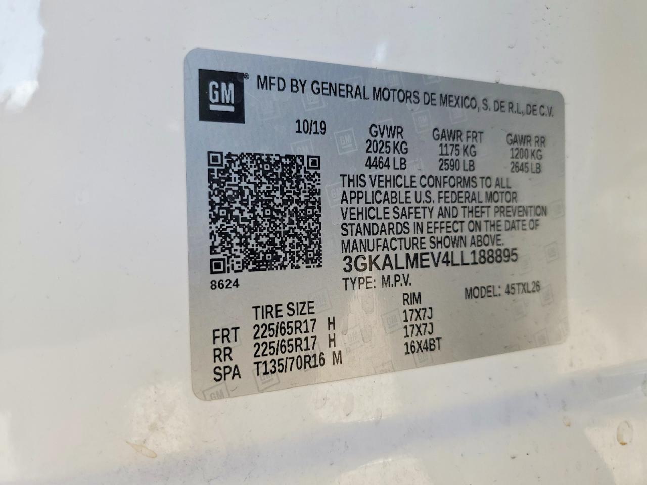 2020 Gmc Terrain Sle White vin: 3GKALMEV4LL188895