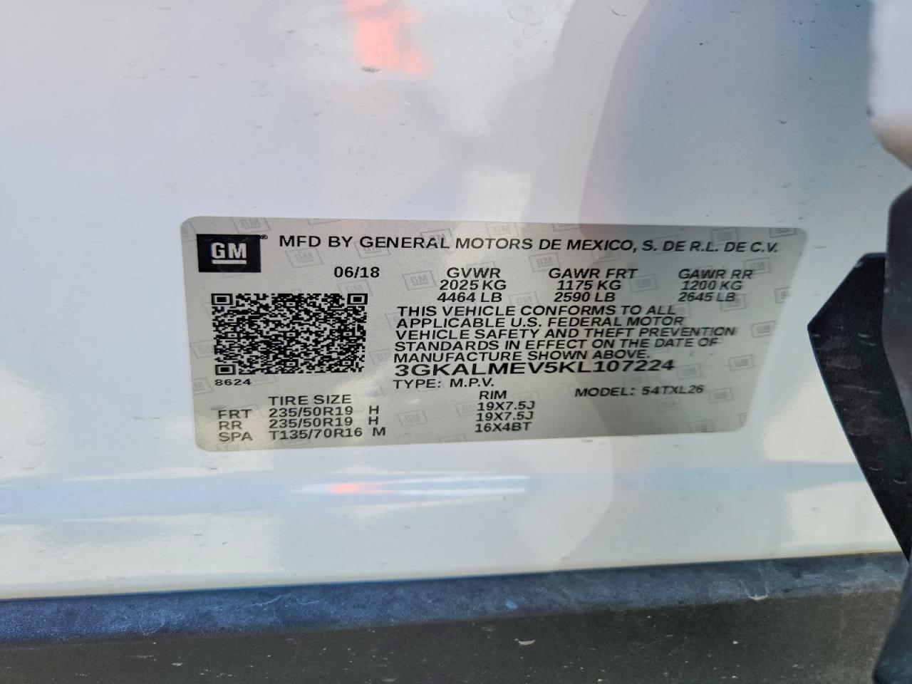 2019 Gmc Terrain Sle White vin: 3GKALMEV5KL107224