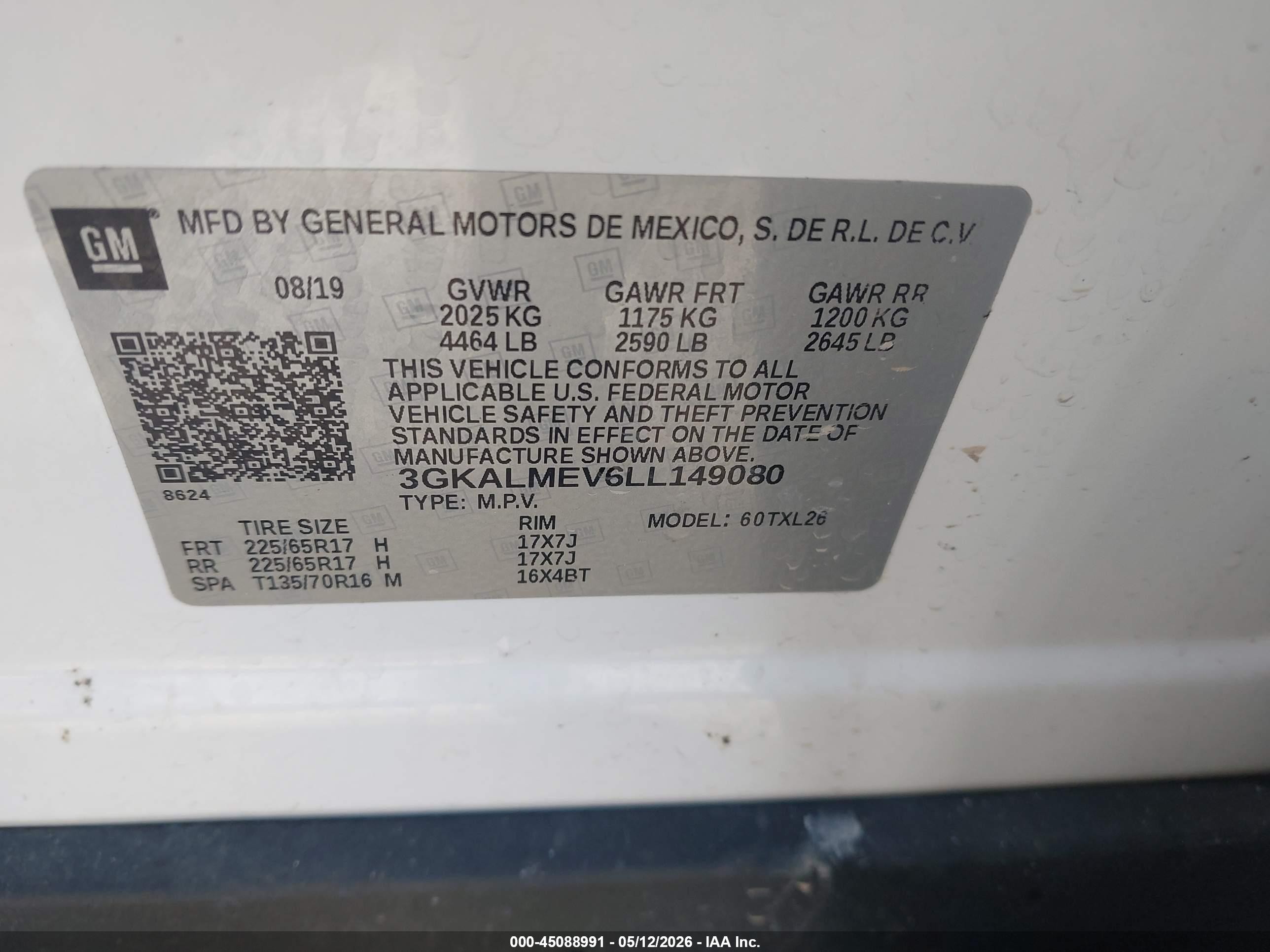 2020 Gmc Terrain Fwd Sle White vin: 3GKALMEV6LL149080