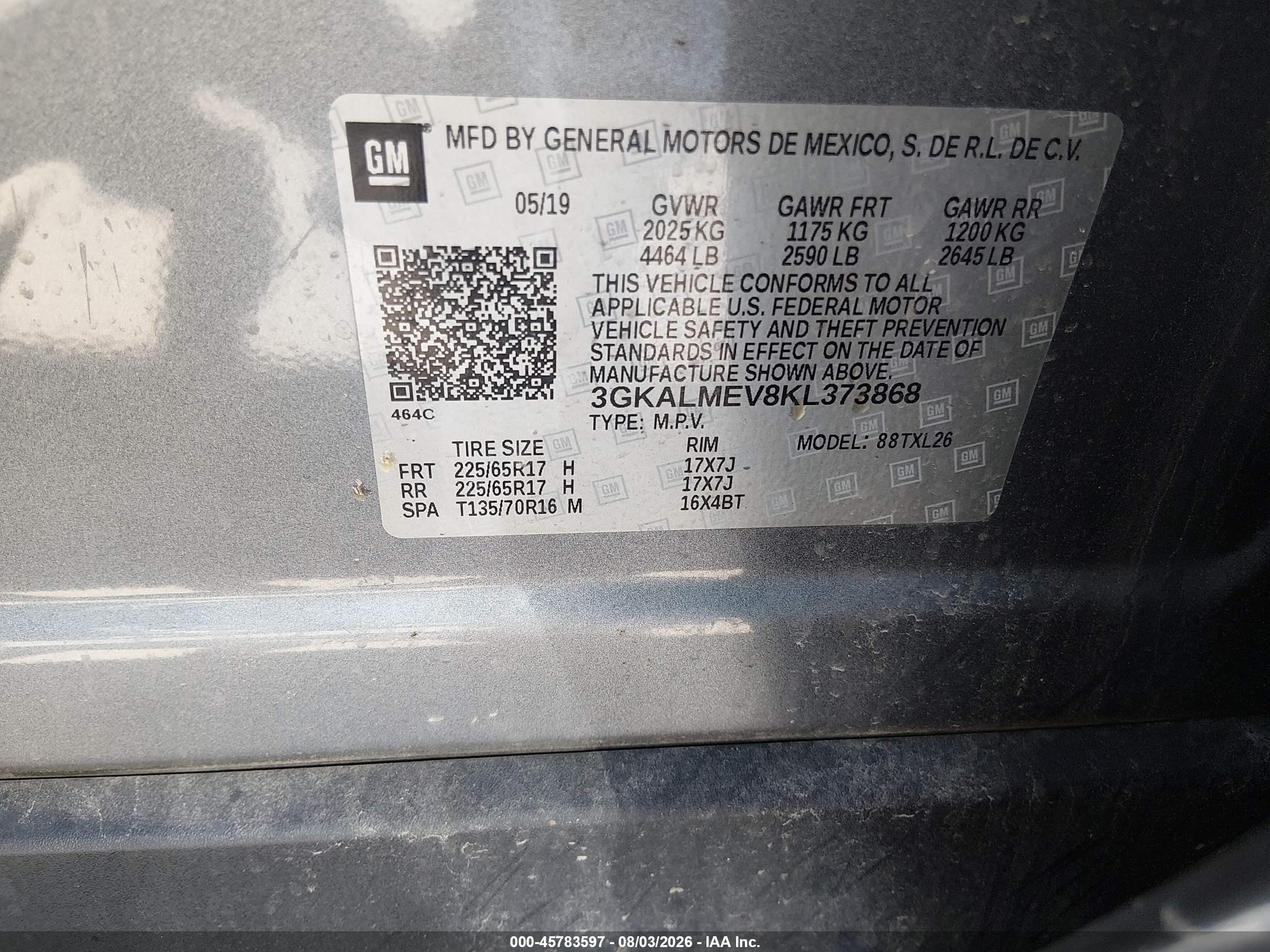 2019 Gmc Terrain Sle Black vin: 3GKALMEV8KL373868