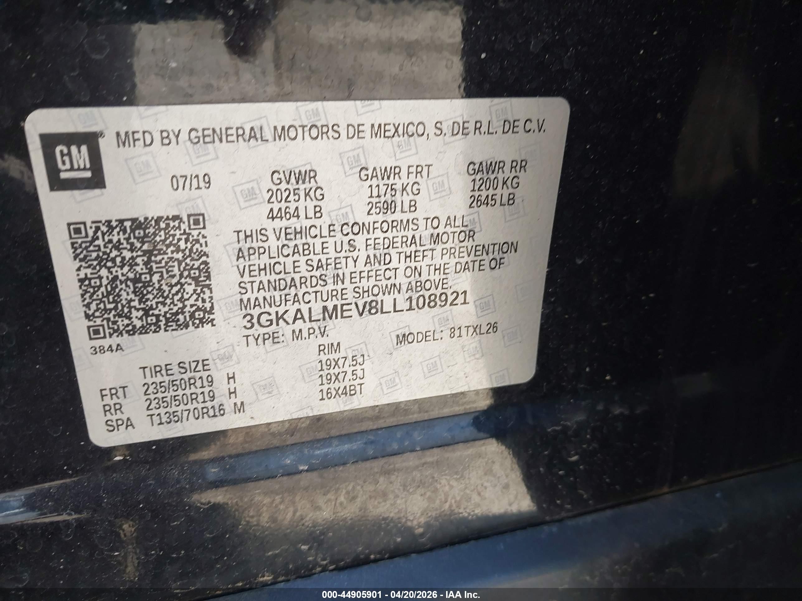 2020 Gmc Terrain Fwd Sle Black vin: 3GKALMEV8LL108921