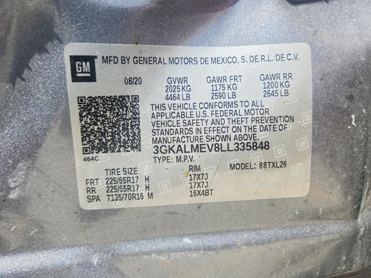 2020 Gmc Terrain Sle Gray vin: 3GKALMEV8LL335848