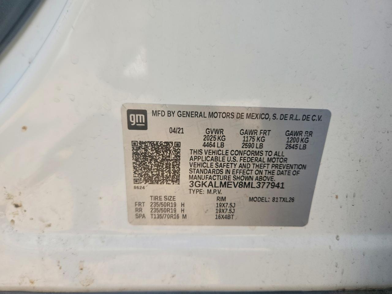 2021 Gmc Terrain White vin: 3GKALMEV8ML377941
