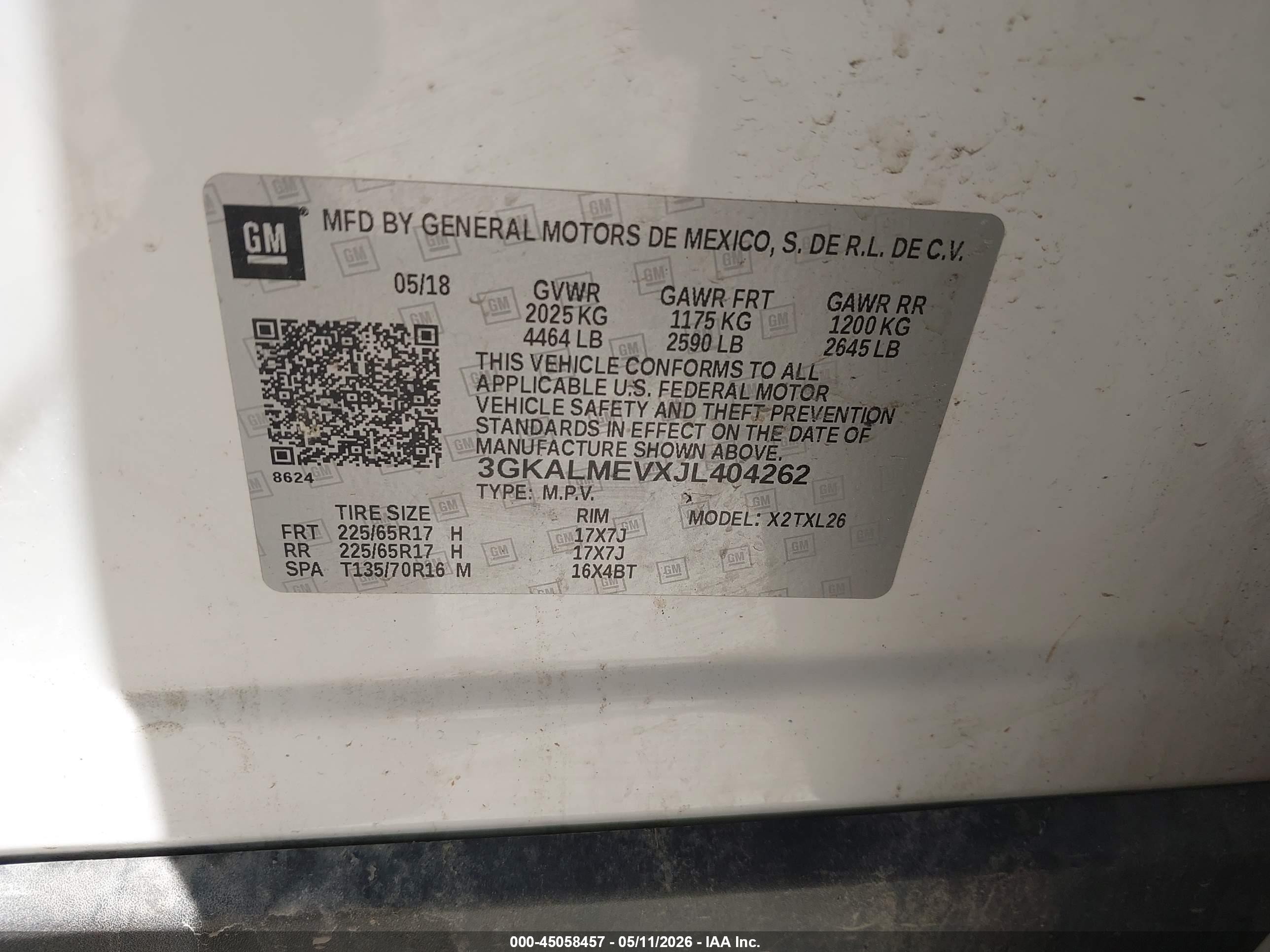 2018 Gmc Terrain Sle White vin: 3GKALMEVXJL404262