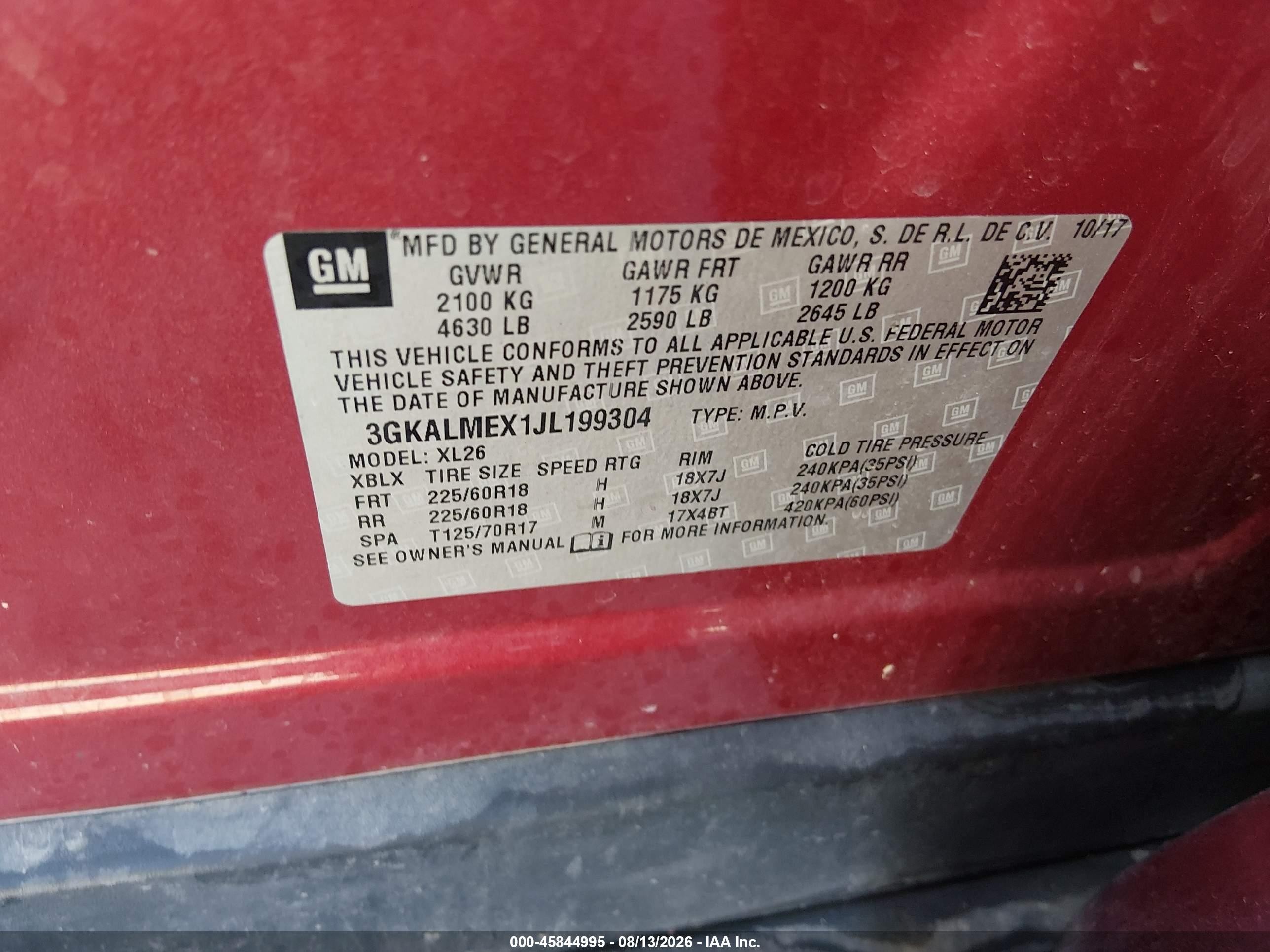 2018 Gmc Terrain Sle Red vin: 3GKALMEX1JL199304