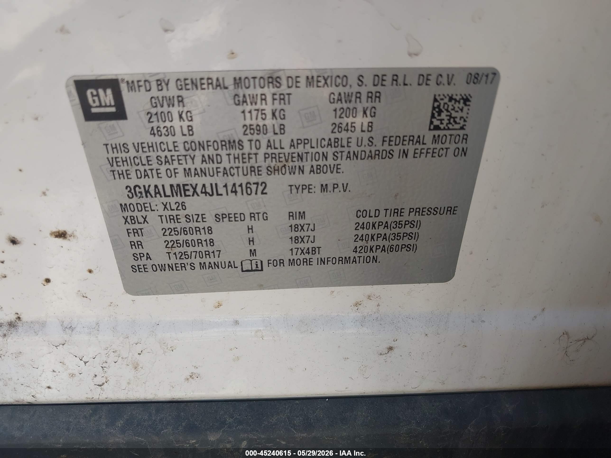 2018 Gmc Terrain Sle White vin: 3GKALMEX4JL141672