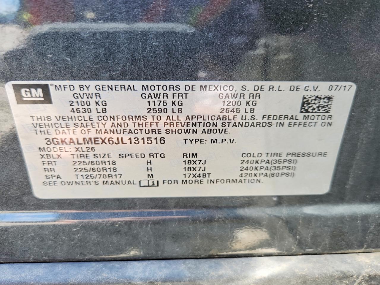 2018 Gmc Terrain Sle Gray vin: 3GKALMEX6JL131516