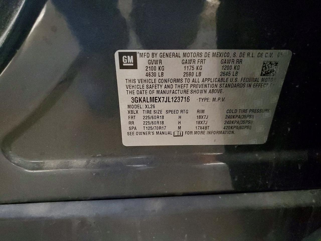 2018 Gmc Terrain Sle Серый vin: 3GKALMEX7JL123716