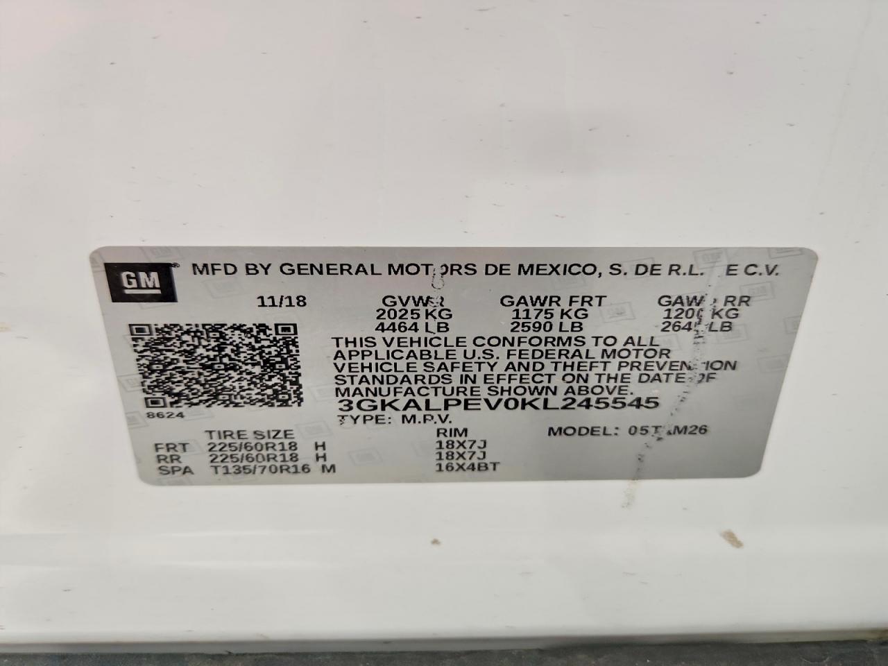 2019 Gmc Terrain Slt White vin: 3GKALPEV0KL245545