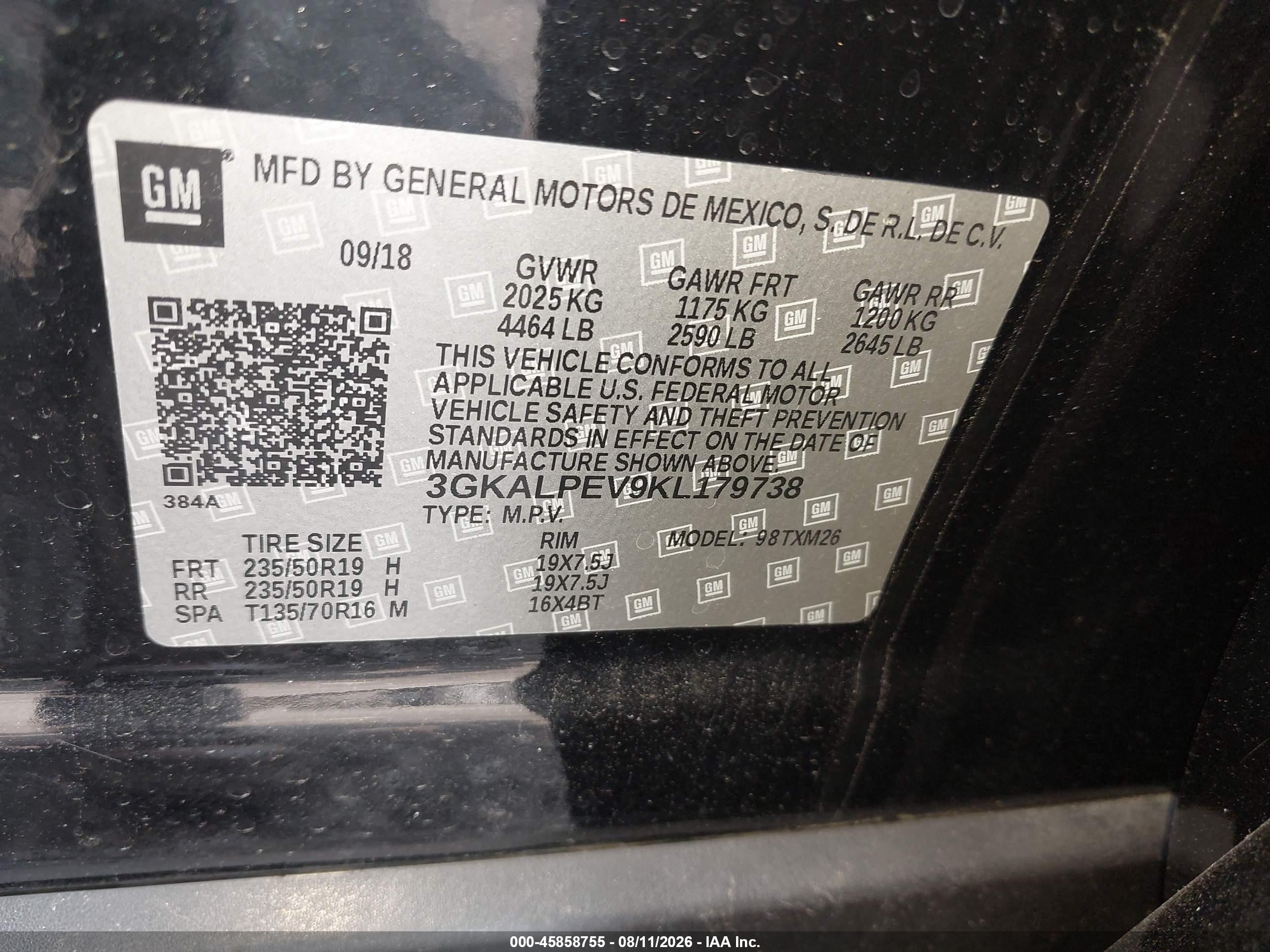 2019 Gmc Terrain Slt Black vin: 3GKALPEV9KL179738