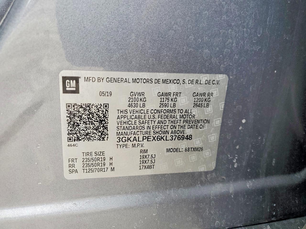2019 Gmc Terrain Slt Gray vin: 3GKALPEX6KL376948