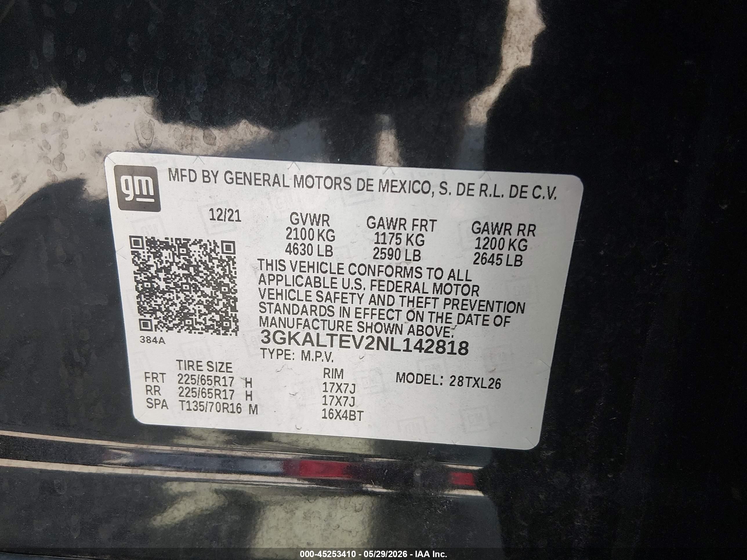 2022 Gmc Terrain Awd Sle Black vin: 3GKALTEV2NL142818