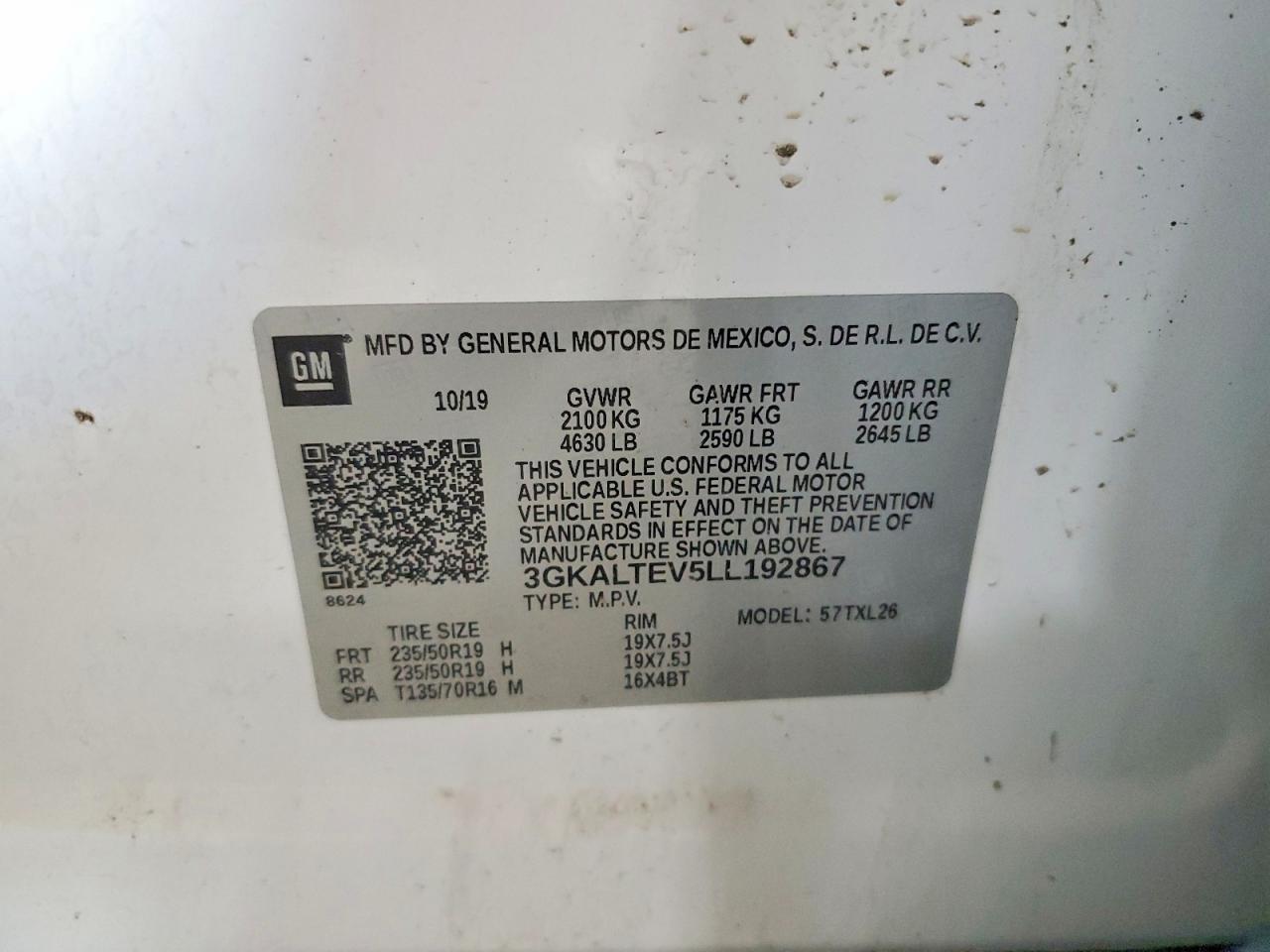 2020 Gmc Terrain Sle White vin: 3GKALTEV5LL192867