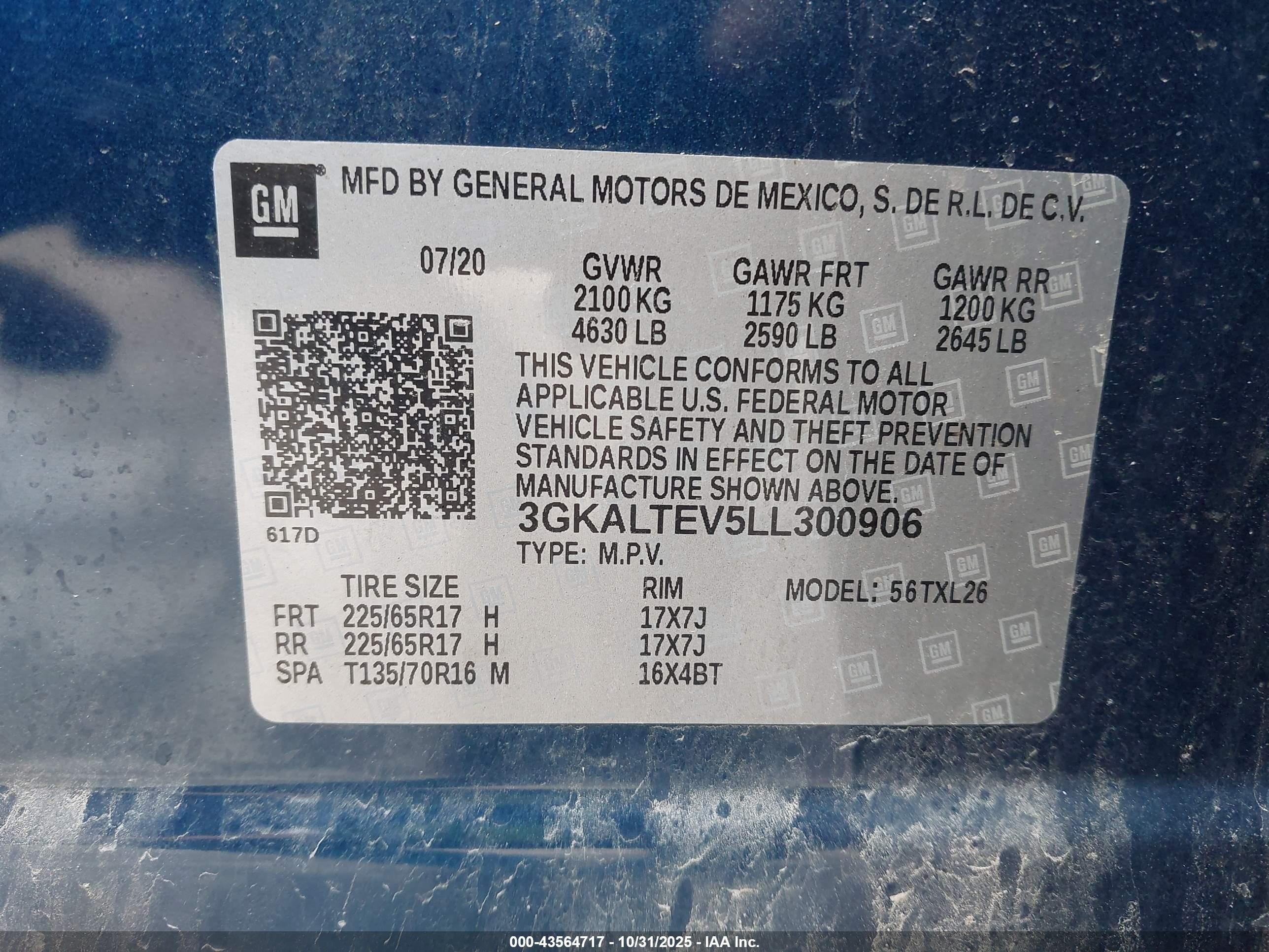 2020 Gmc Terrain Awd Sle Синий vin: 3GKALTEV5LL300906