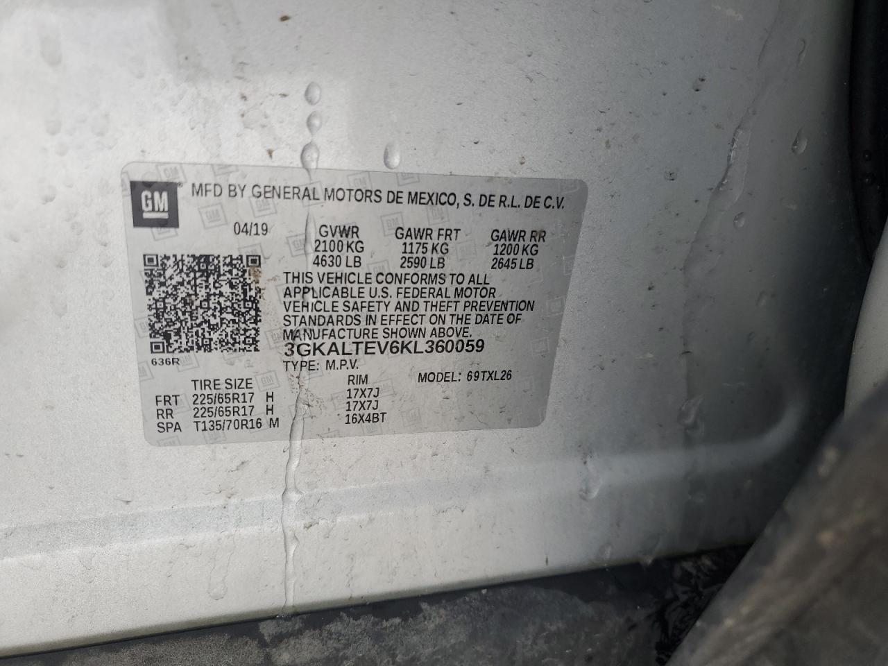 2019 Gmc Terrain Sle Silver vin: 3GKALTEV6KL360059