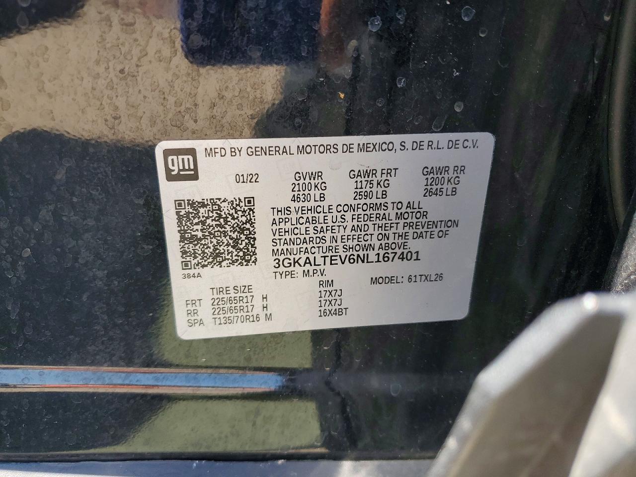 2022 Gmc Terrain Sle Черный vin: 3GKALTEV6NL167401