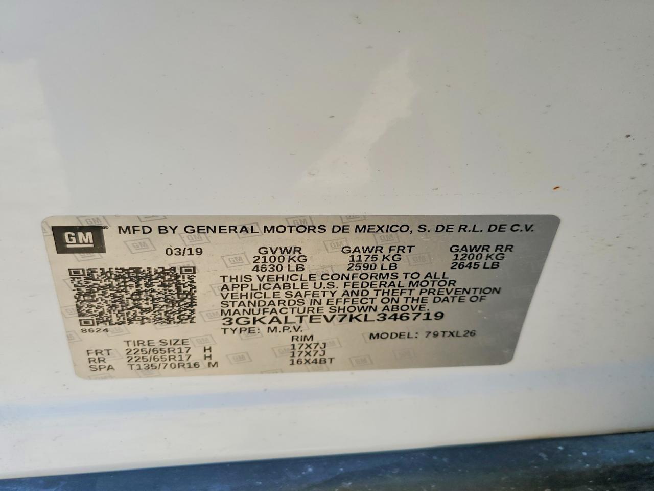 2019 Gmc Terrain Sle White vin: 3GKALTEV7KL346719