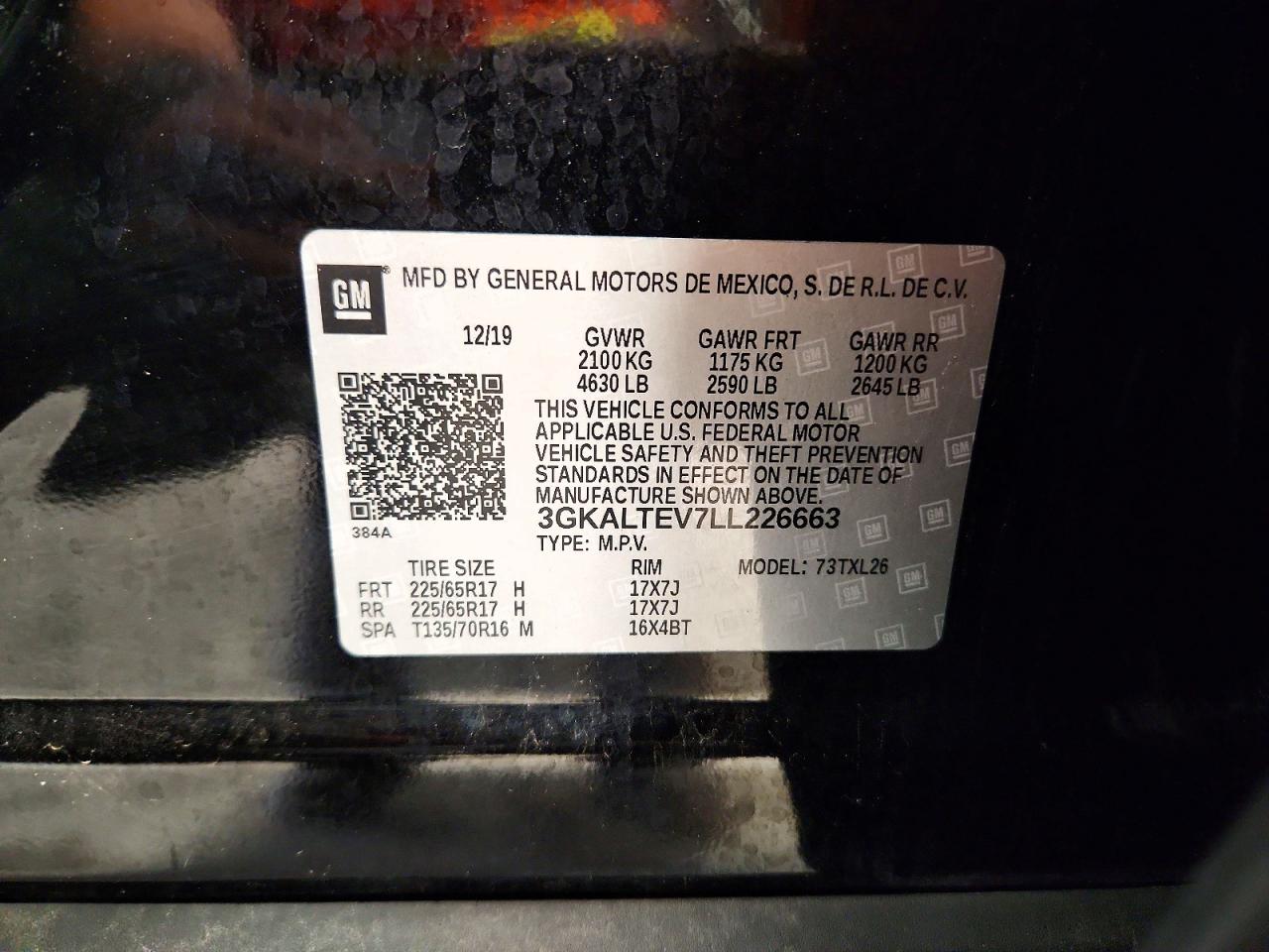 2020 Gmc Terrain Sle Black vin: 3GKALTEV7LL226663