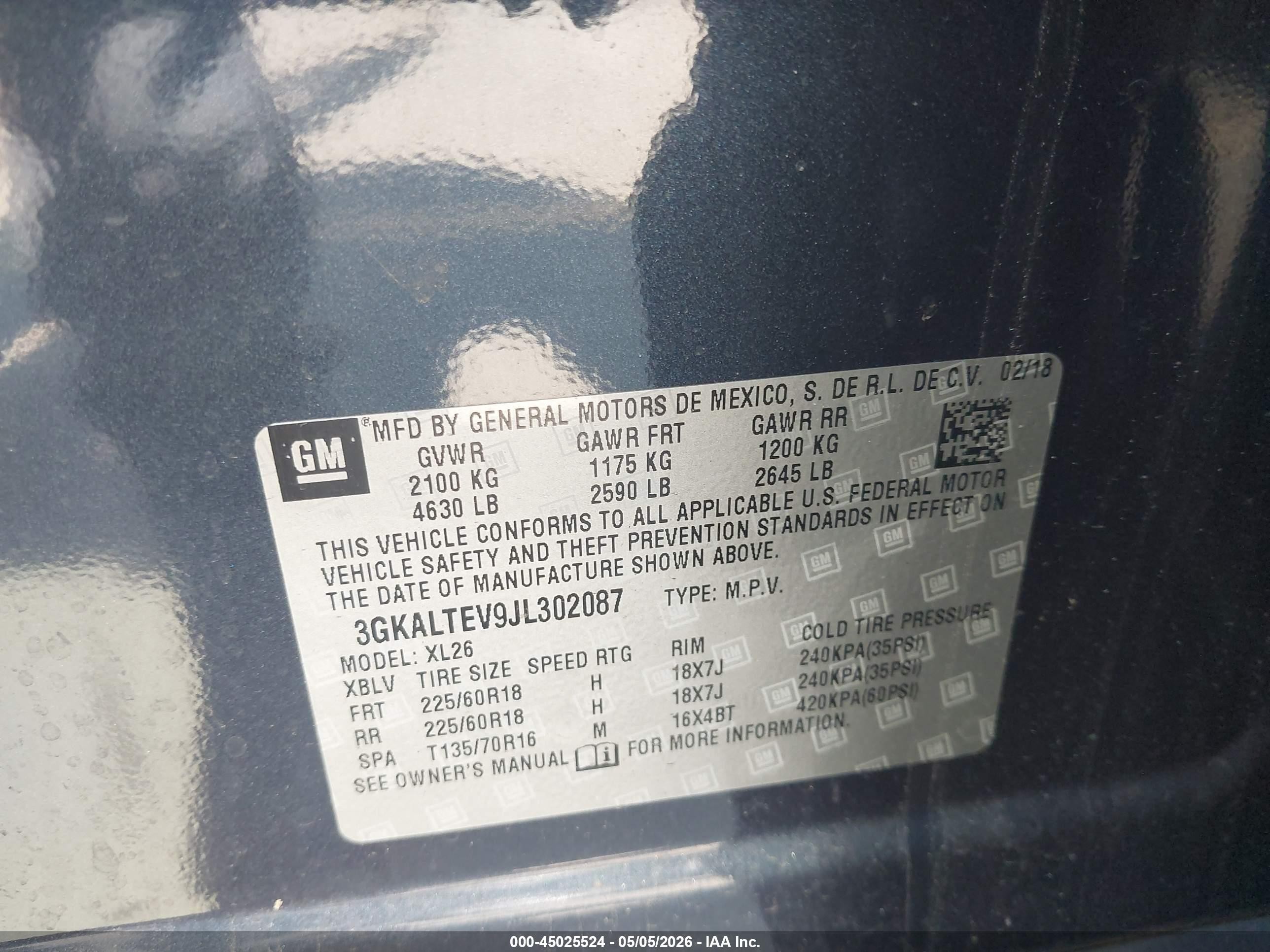 2018 Gmc Terrain Sle Blue vin: 3GKALTEV9JL302087