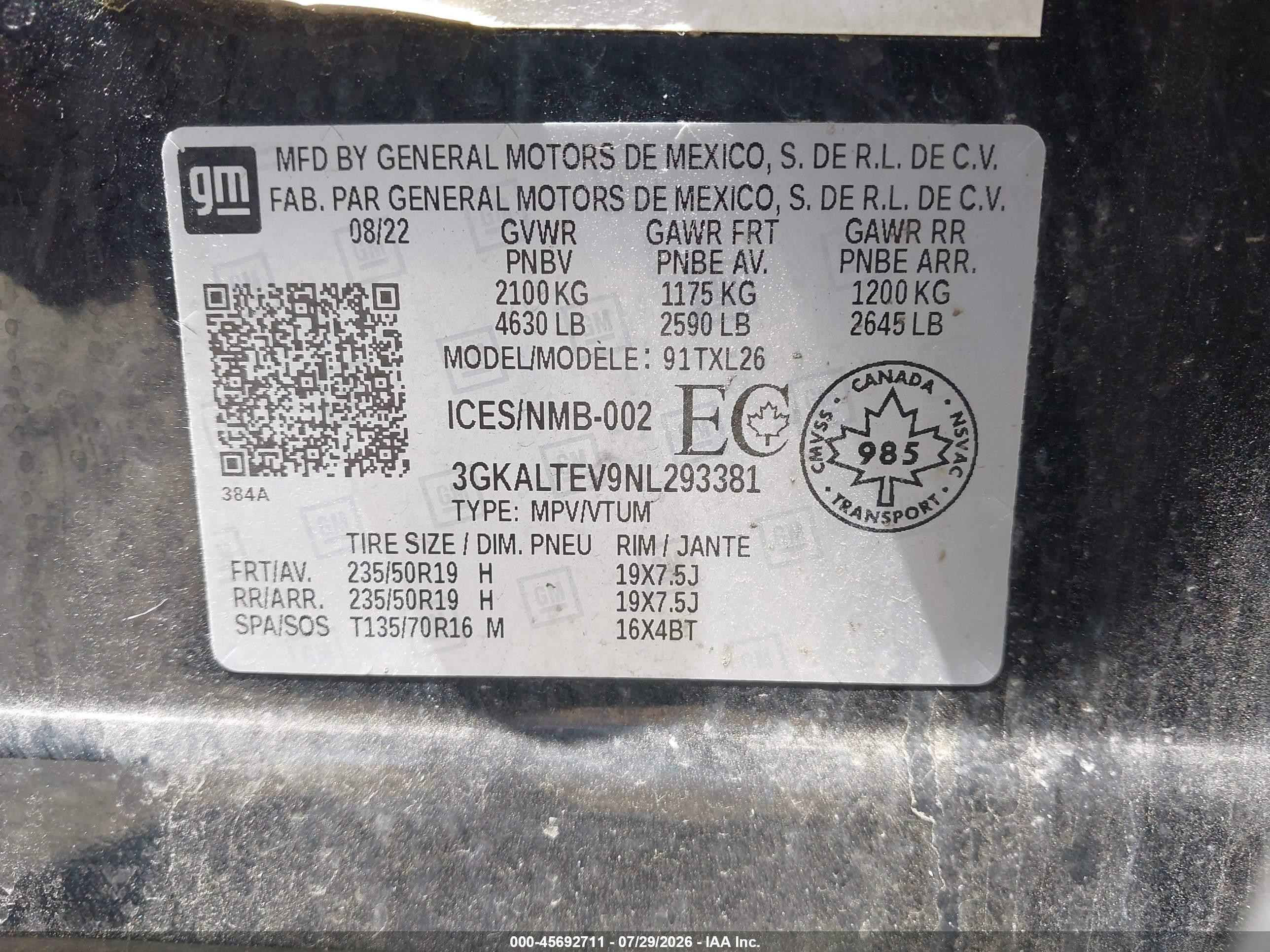 2022 Gmc Terrain Sle Black vin: 3GKALTEV9NL293381