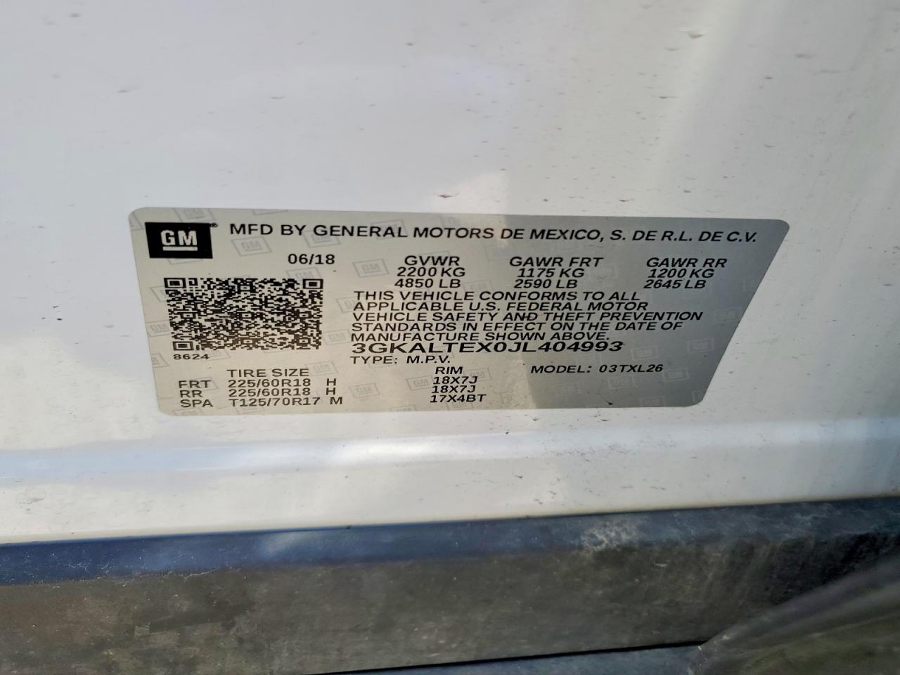 2018 Gmc Terrain Sle White vin: 3GKALTEX0JL404993