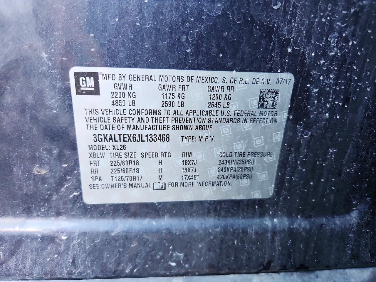 2018 Gmc Terrain Sle Blue vin: 3GKALTEX6JL133468