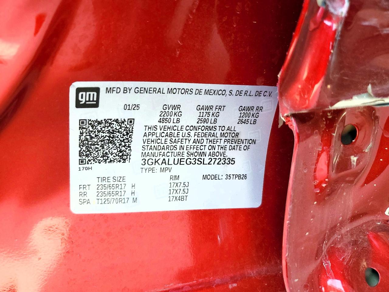 2025 Gmc Terrain Elevation Red vin: 3GKALUEG3SL272335
